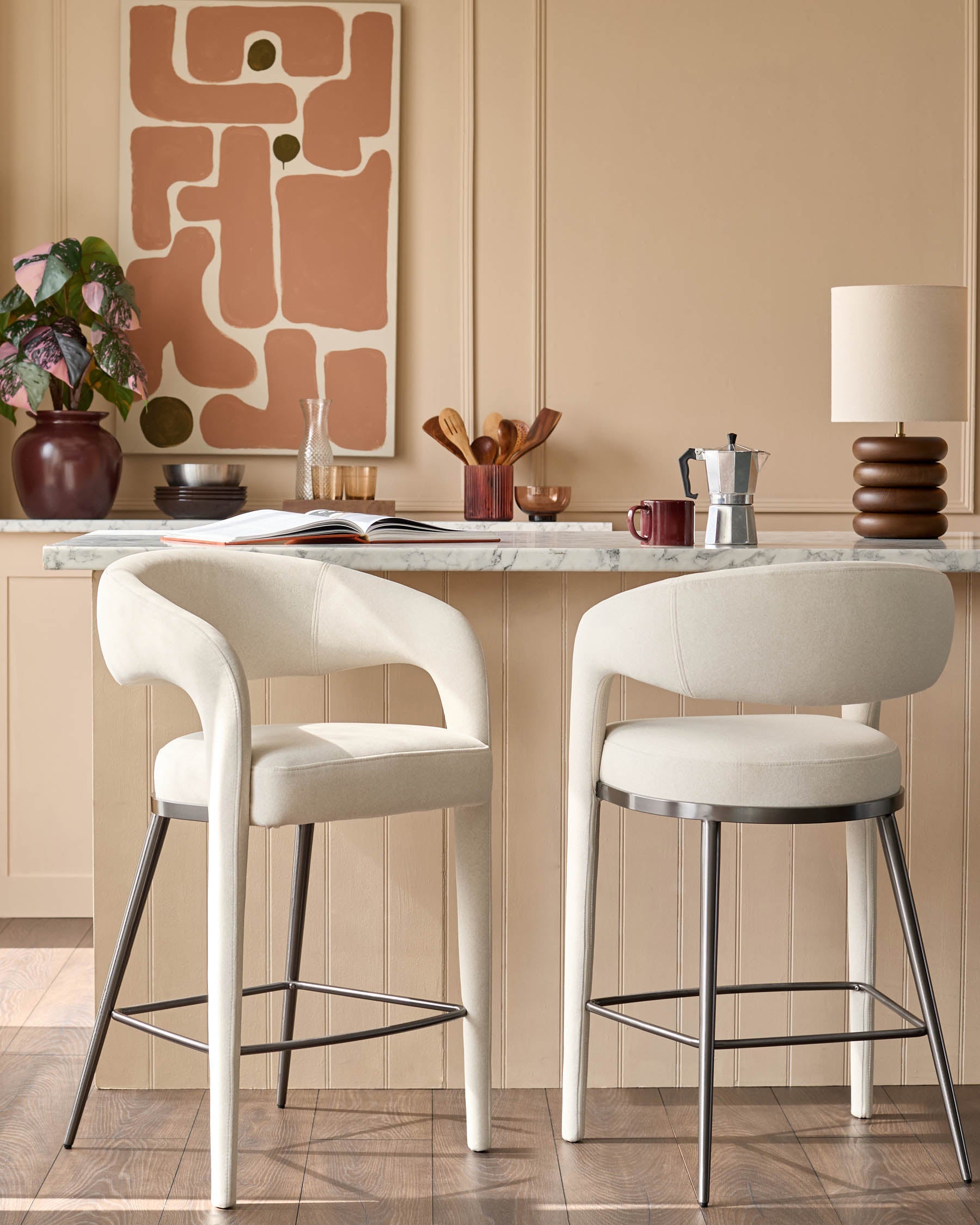 Rhett cream fabric bar stool