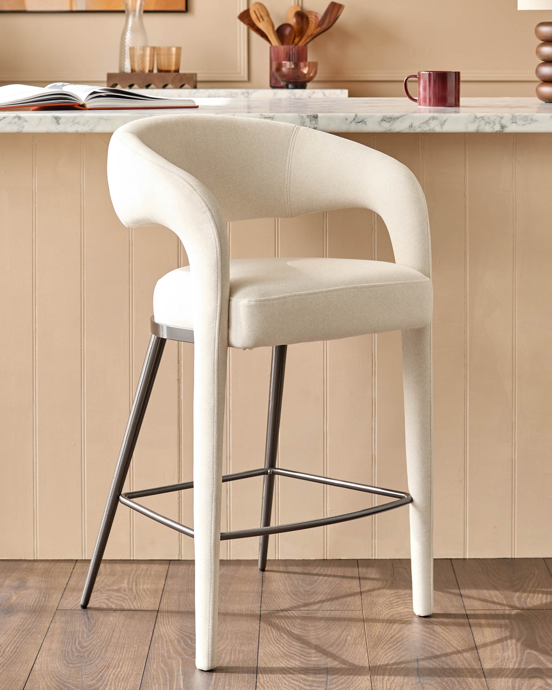 Rhett cream fabric bar stool