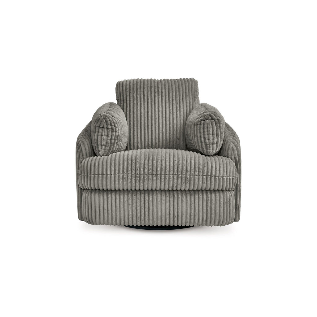 Rikki Swivel Glider Manual Recliner Chair, Gray Corduroy, 2 Pillows
