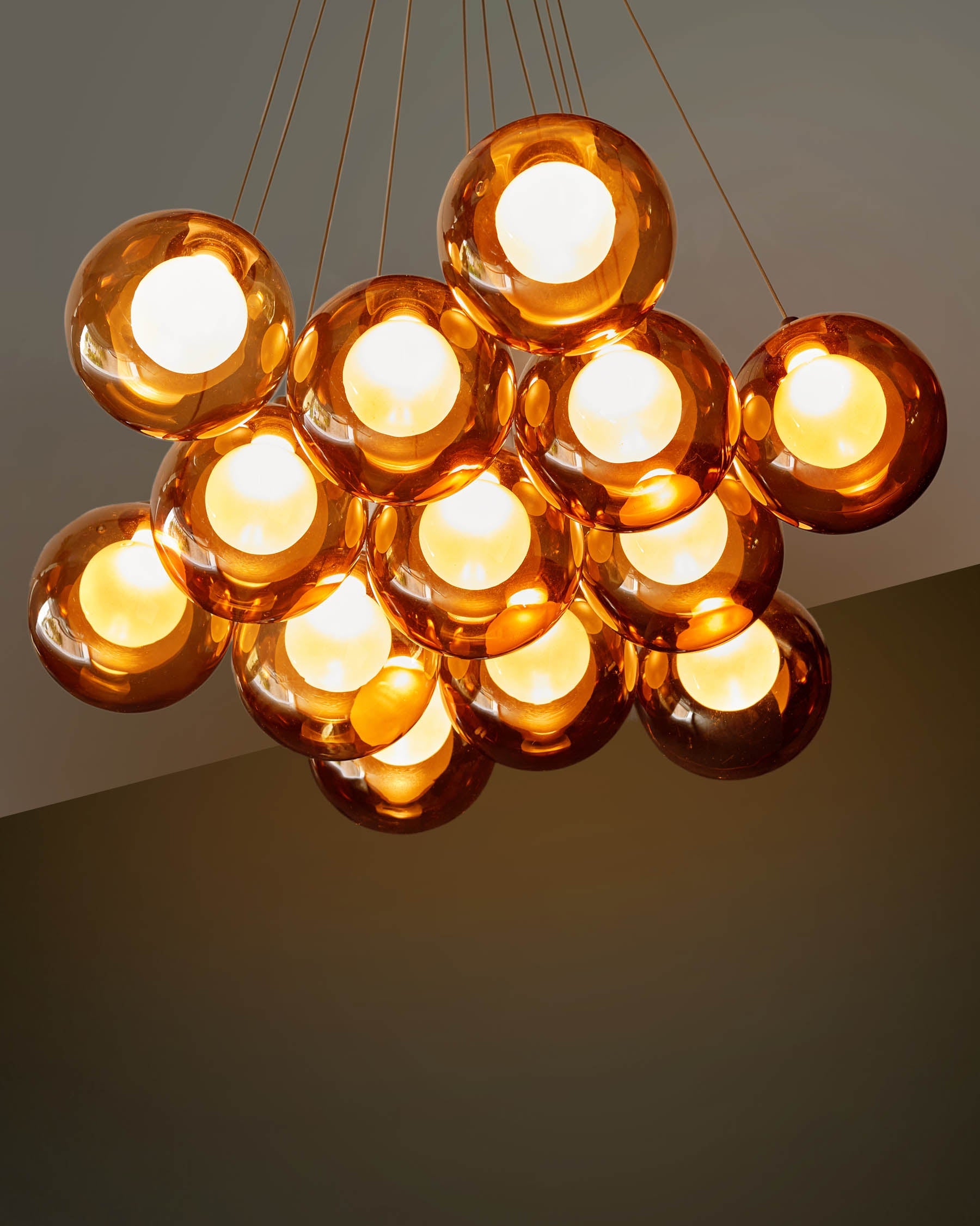 Riley mocha glass LED light cluster bubble pendant