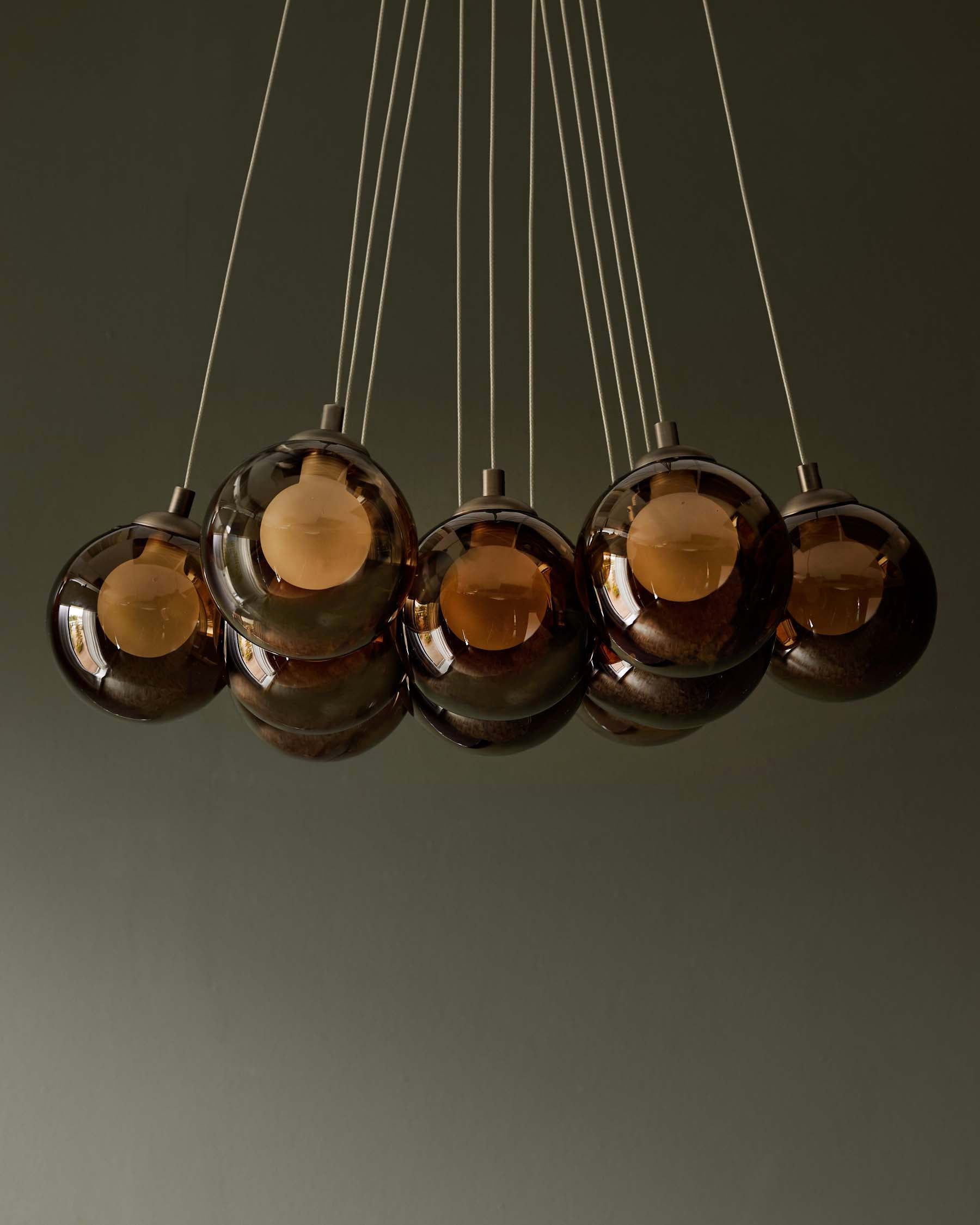 Riley mocha glass LED light cluster bubble pendant