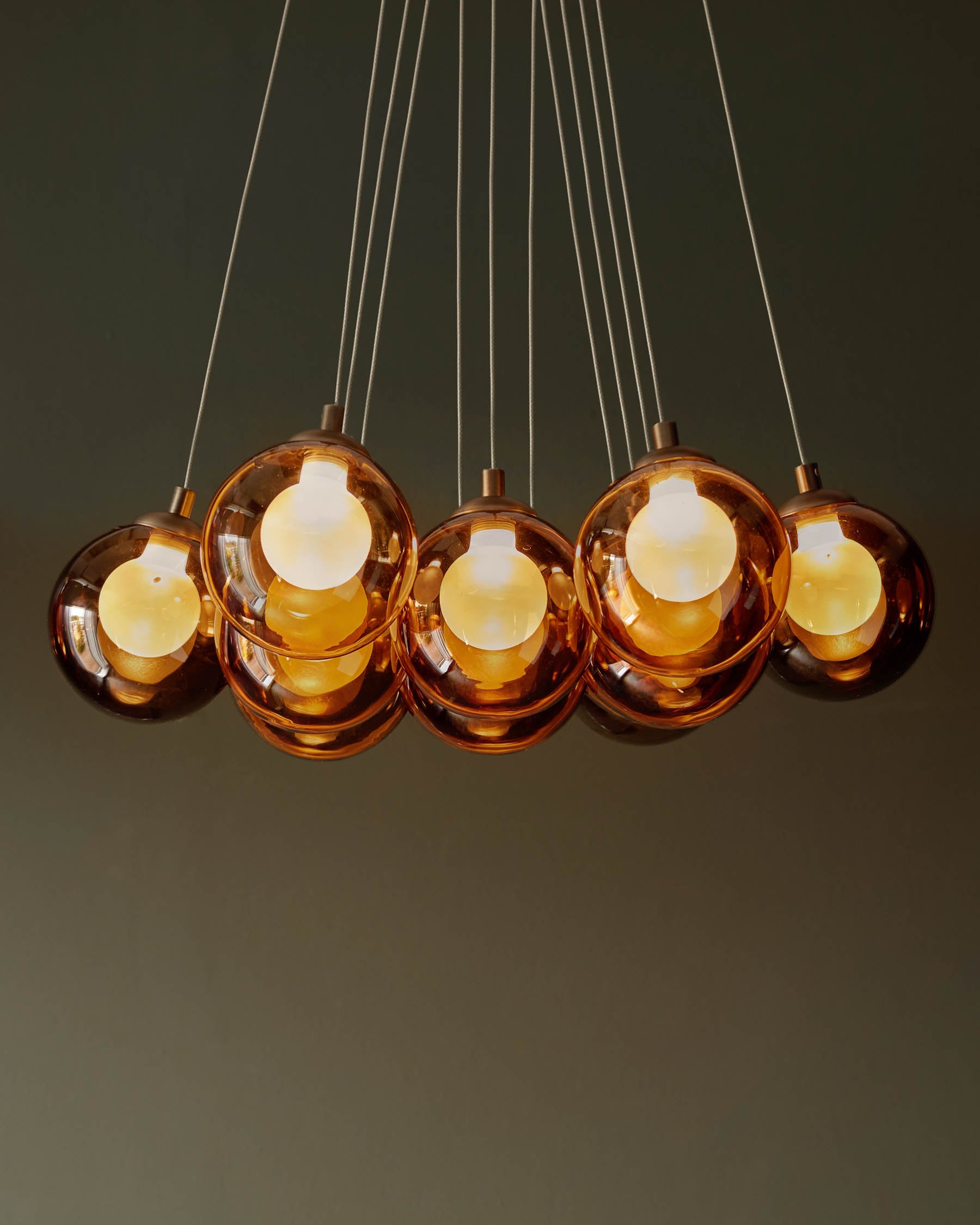 Riley mocha glass LED light cluster bubble pendant