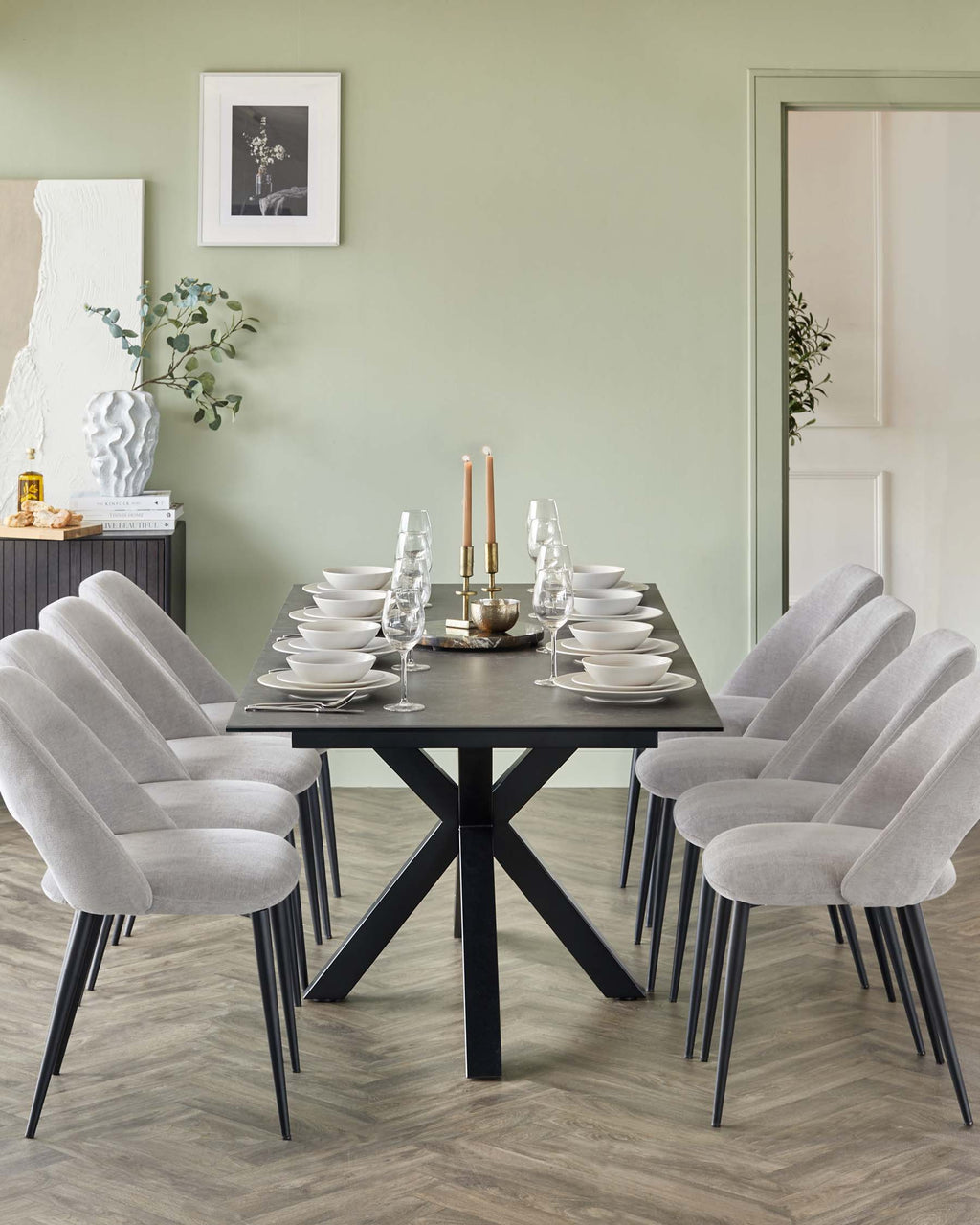 Riley Dark Grey Ceramic Extending 8 to 10 Seater Dining Table