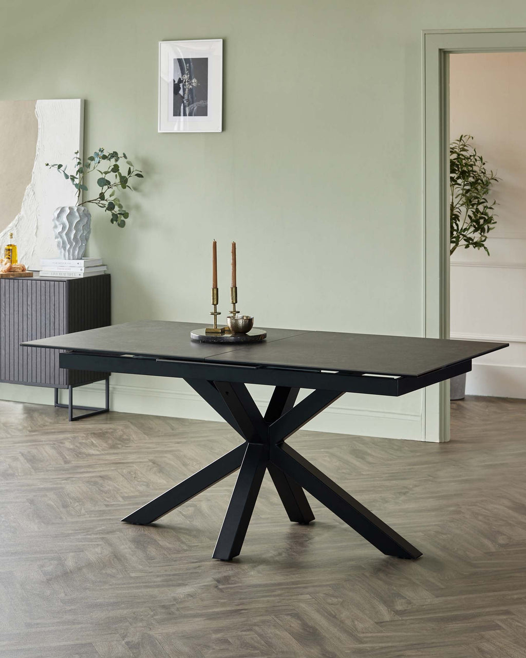 Riley Dark Grey Ceramic Extending 8 to 10 Seater Dining Table