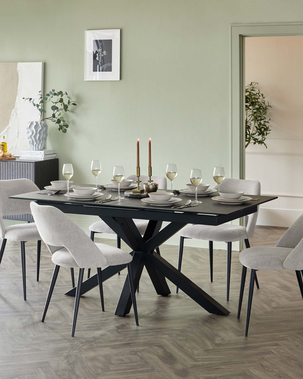 Riley Dark Grey Ceramic Extending 8 to 10 Seater Dining Table