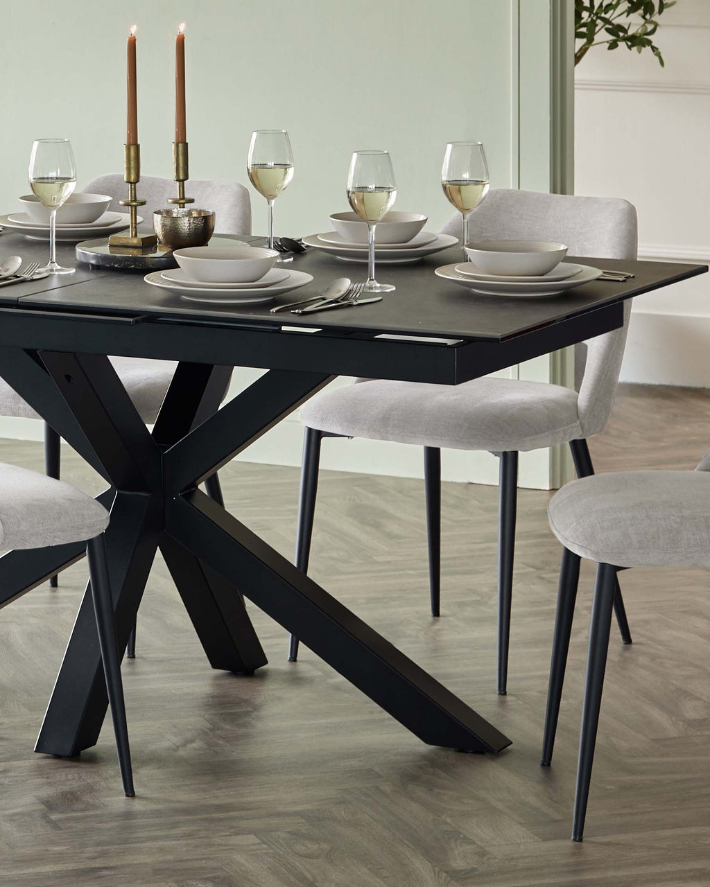 Riley Dark Grey Ceramic Extending 8 to 10 Seater Dining Table