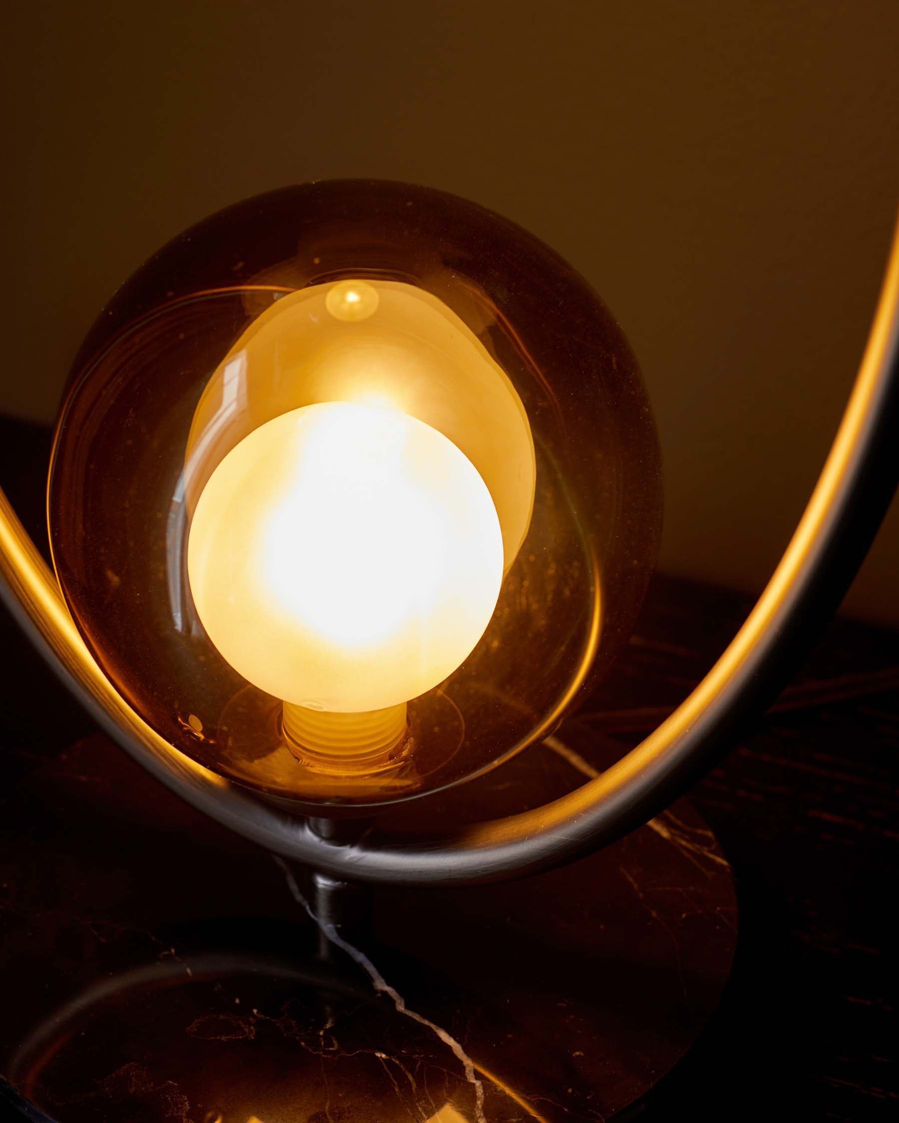 Riley mocha glass 2 light table lamp