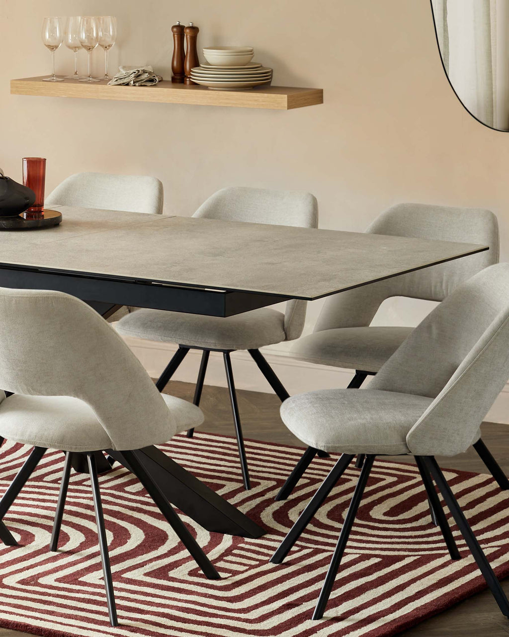 Riley Light Grey Ceramic Extending 8 to 10 Seater Dining Table