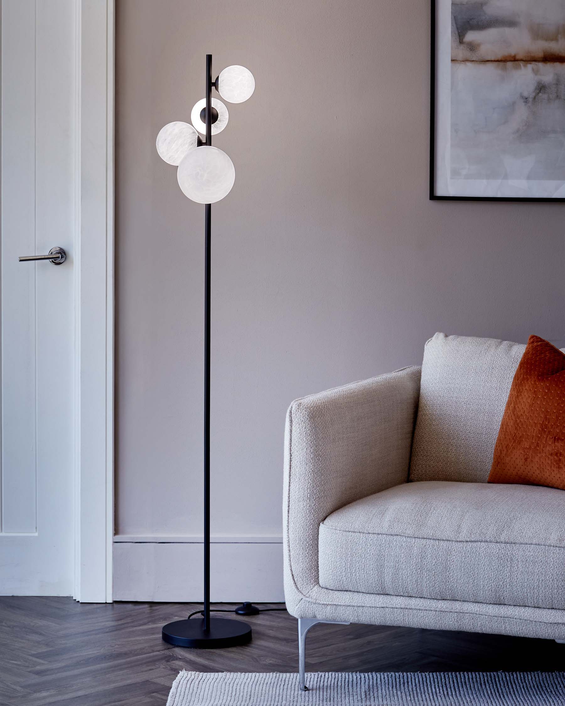Riley Marble Look 4 Light Glass Floor Lamp