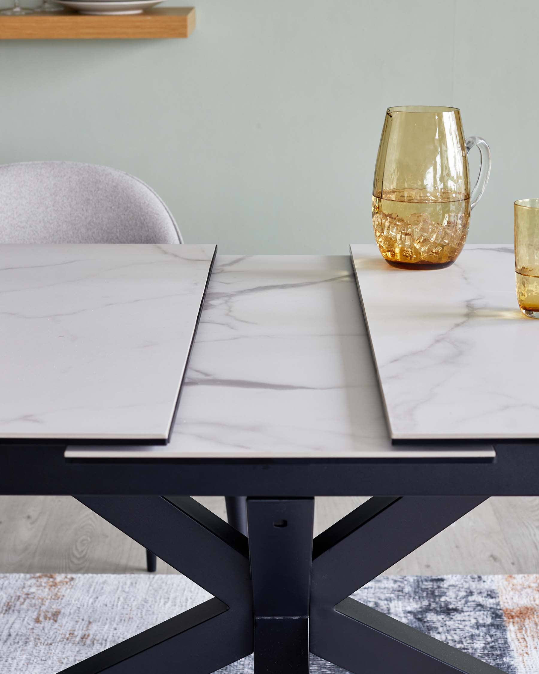 Riley White Marbled Ceramic Extending 8 to 10 Seater Dining Table