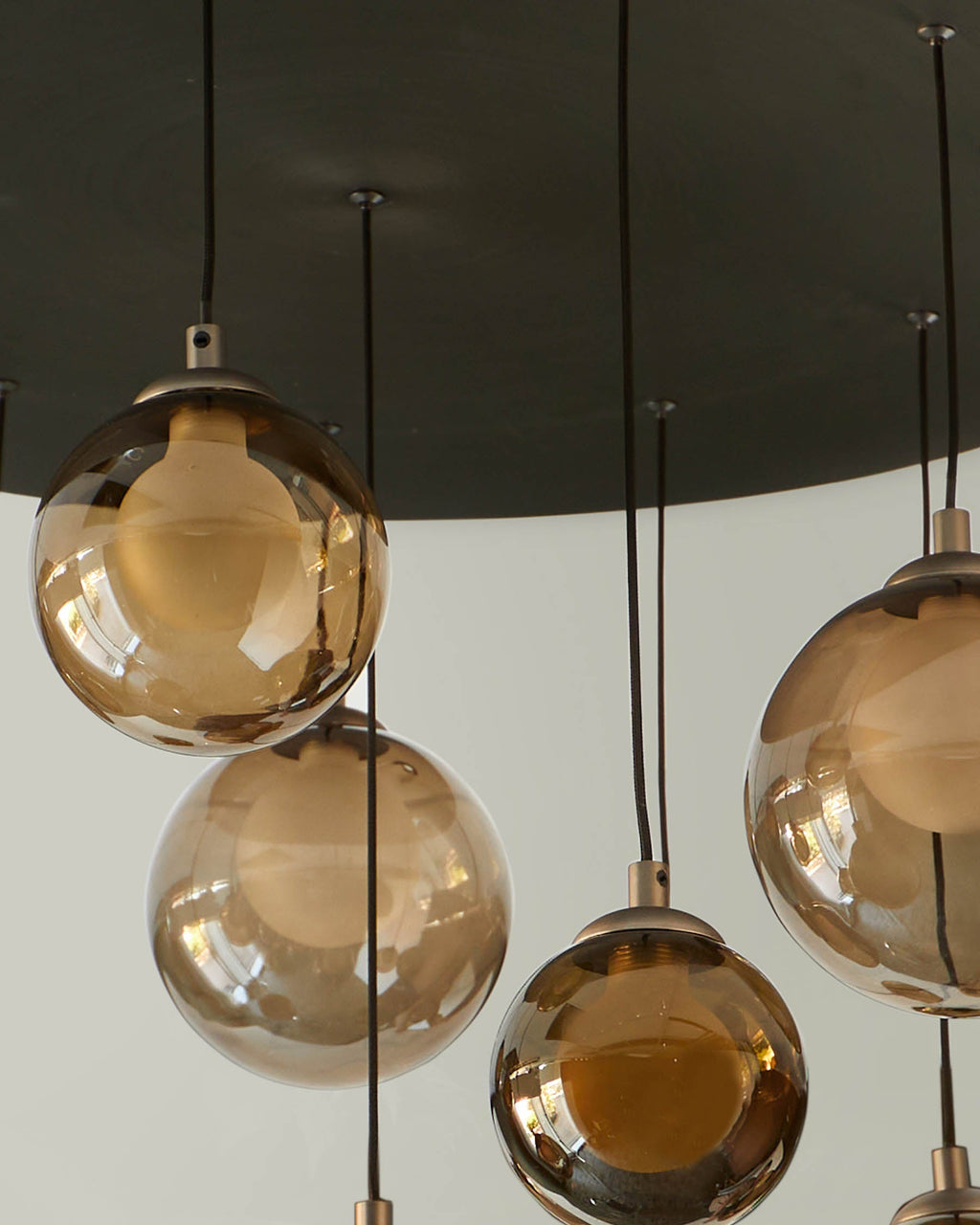 Riley mocha glass 12 LED light adjustable drop pendant