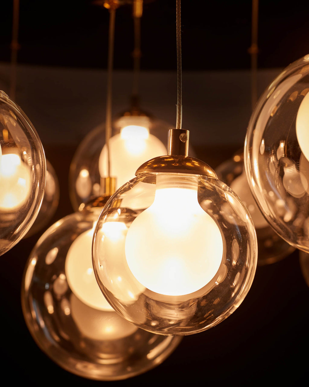 Riley mocha glass 12 LED light adjustable drop pendant