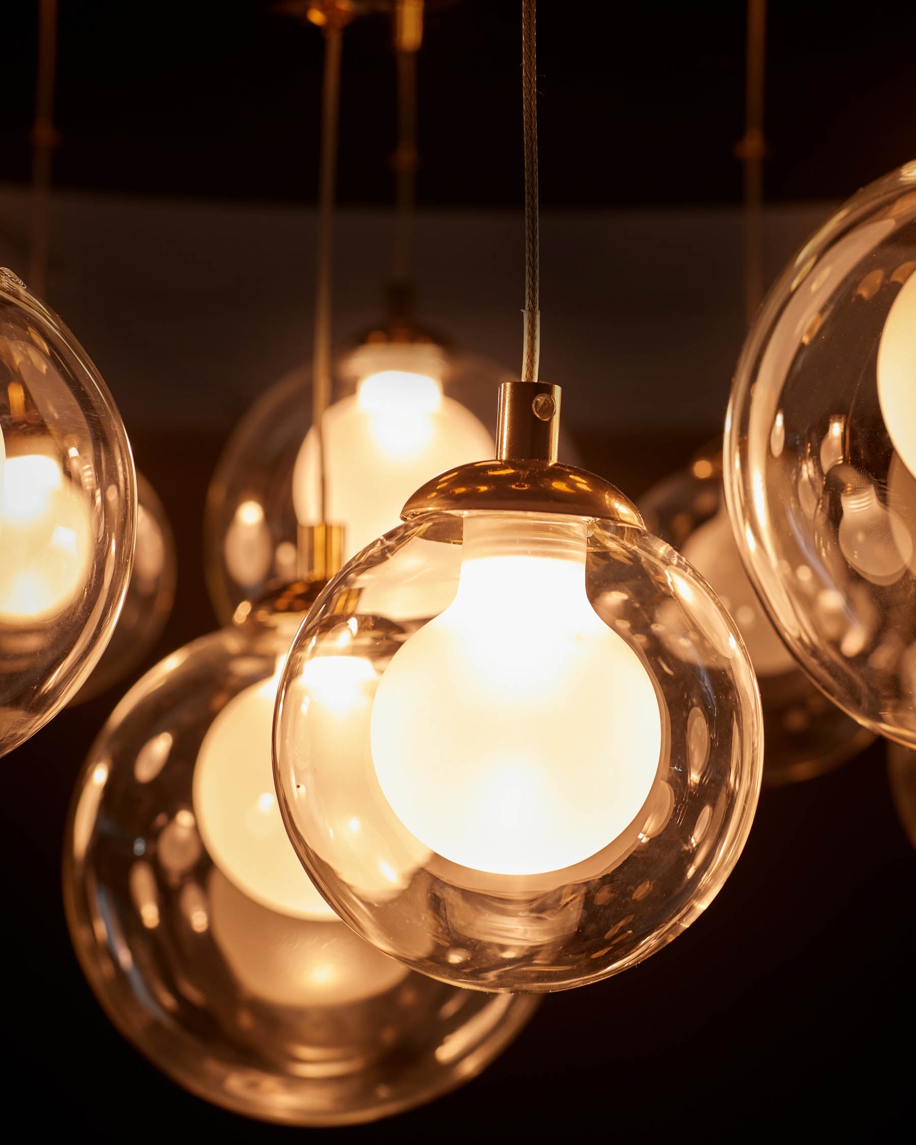 Riley mocha glass 12 LED light adjustable drop pendant