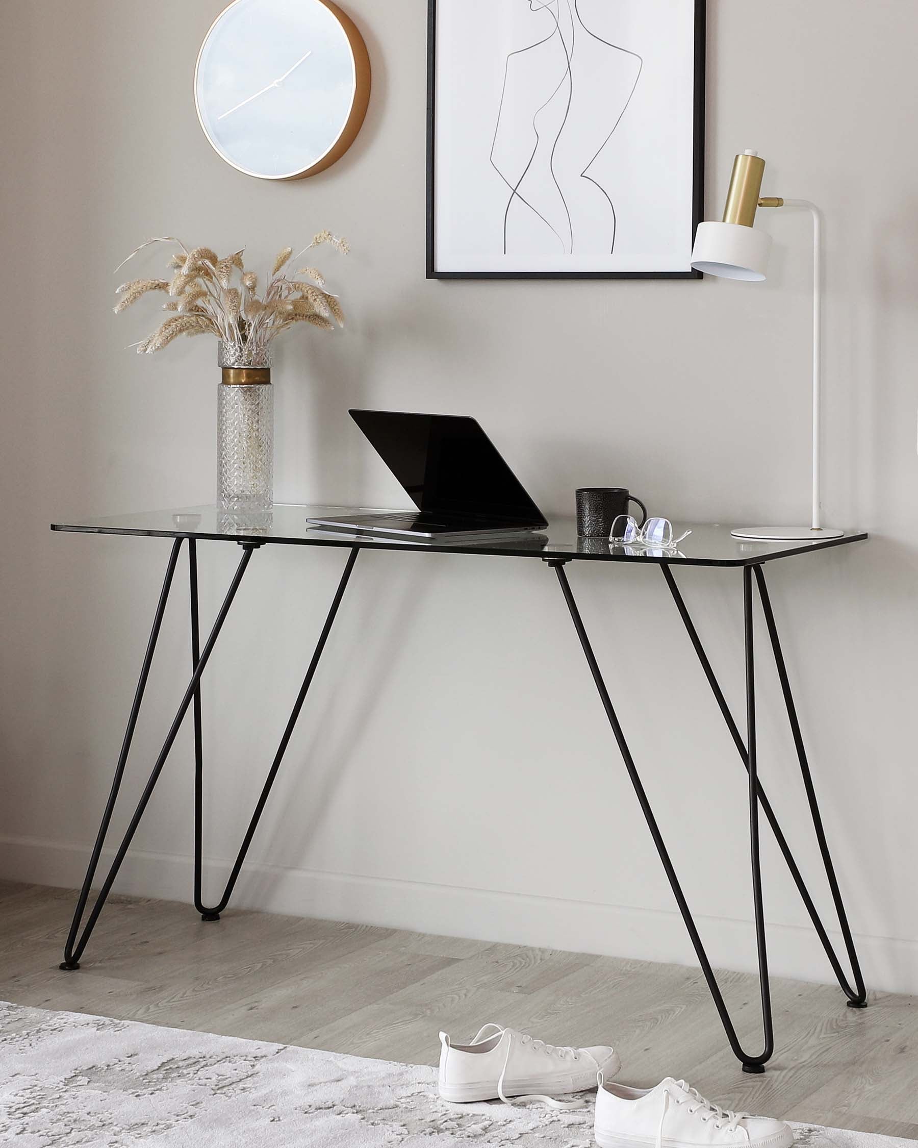 Ripple Glass And Matt Black Desk