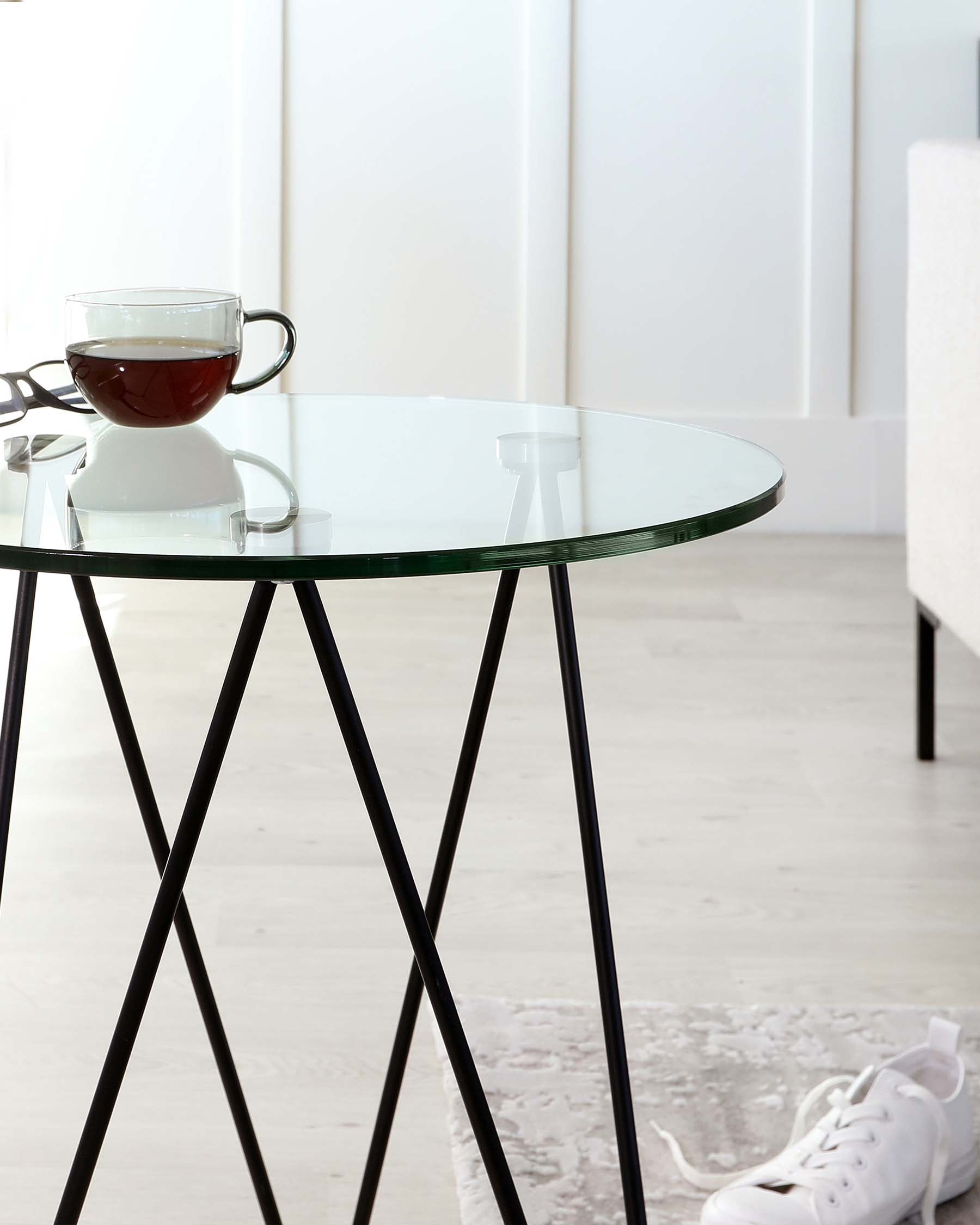 Ripple Glass Side Table With Black Legs