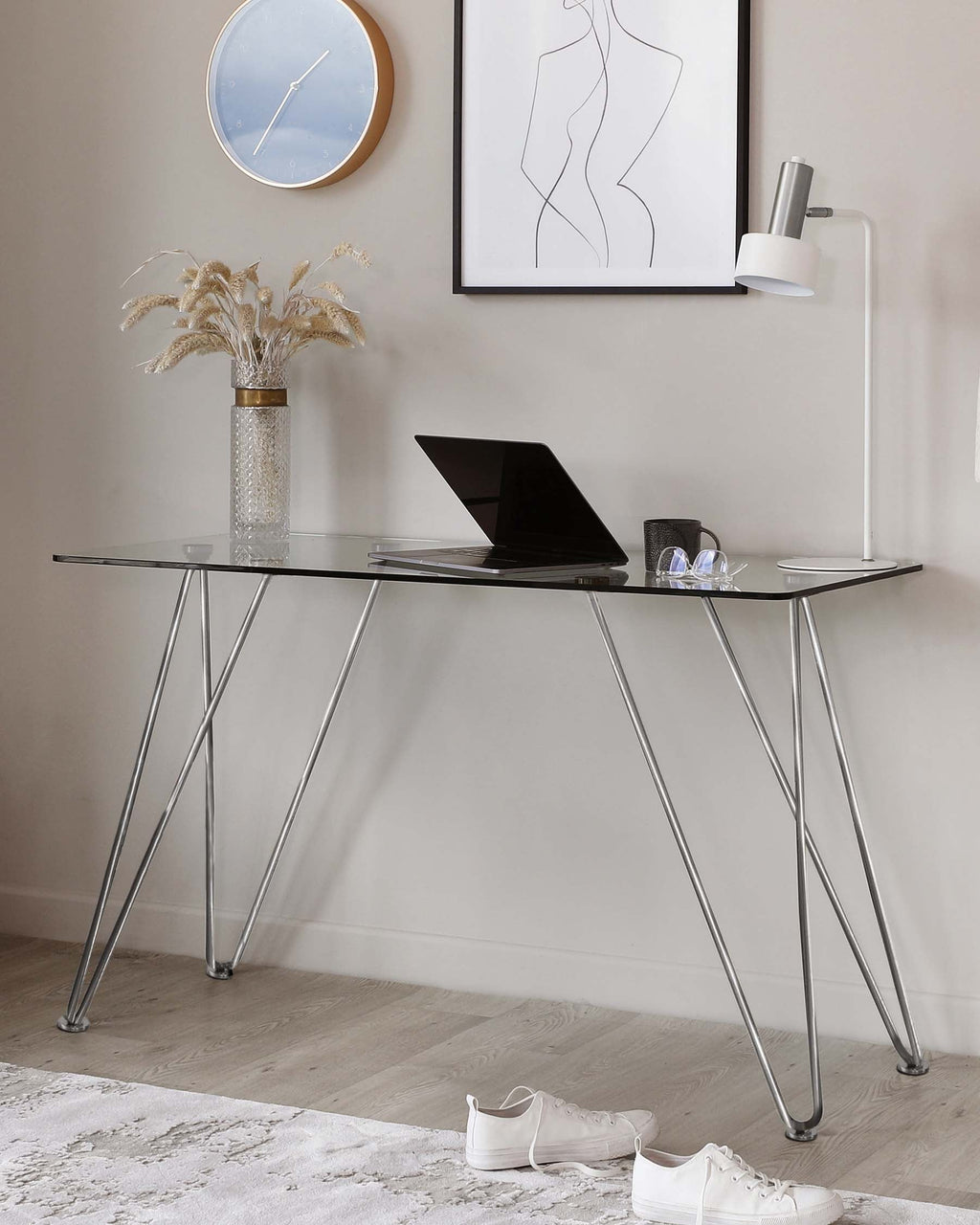 Ripple Glass And Polished Stainless Steel Desk