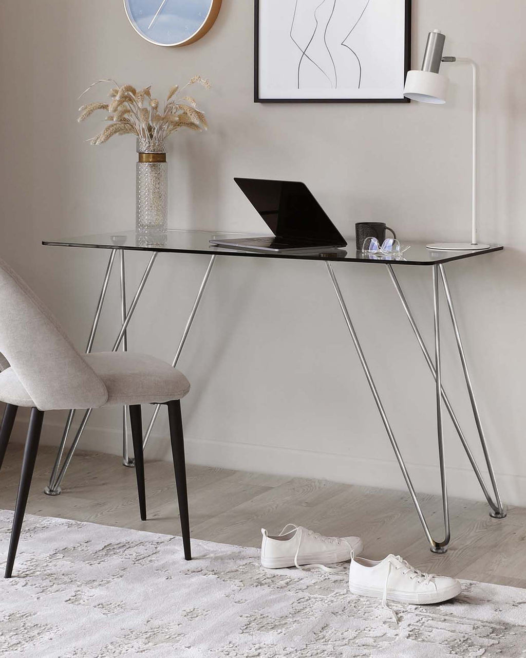 Ripple Glass And Polished Stainless Steel Desk
