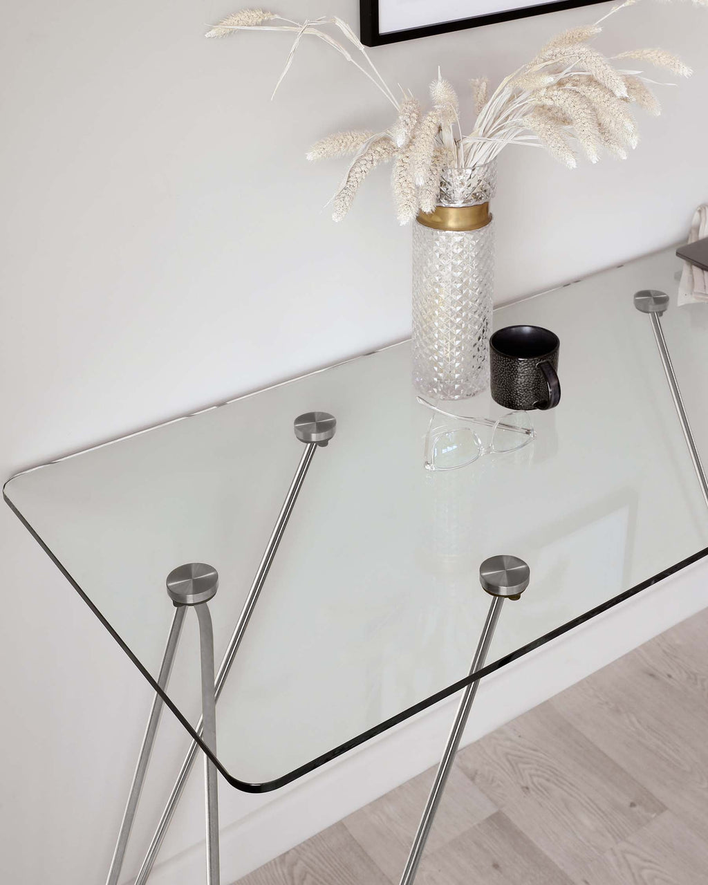 Ripple Glass And Polished Stainless Steel Desk