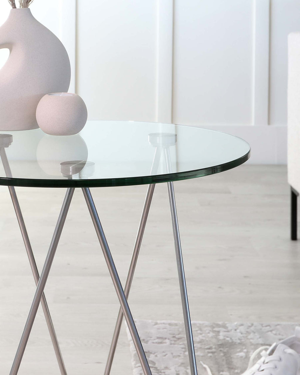 Ripple Glass Side Table With Stainless Steel Legs