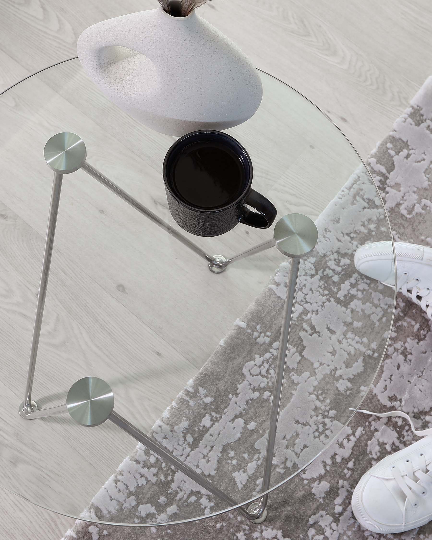 Ripple Glass Side Table With Stainless Steel Legs