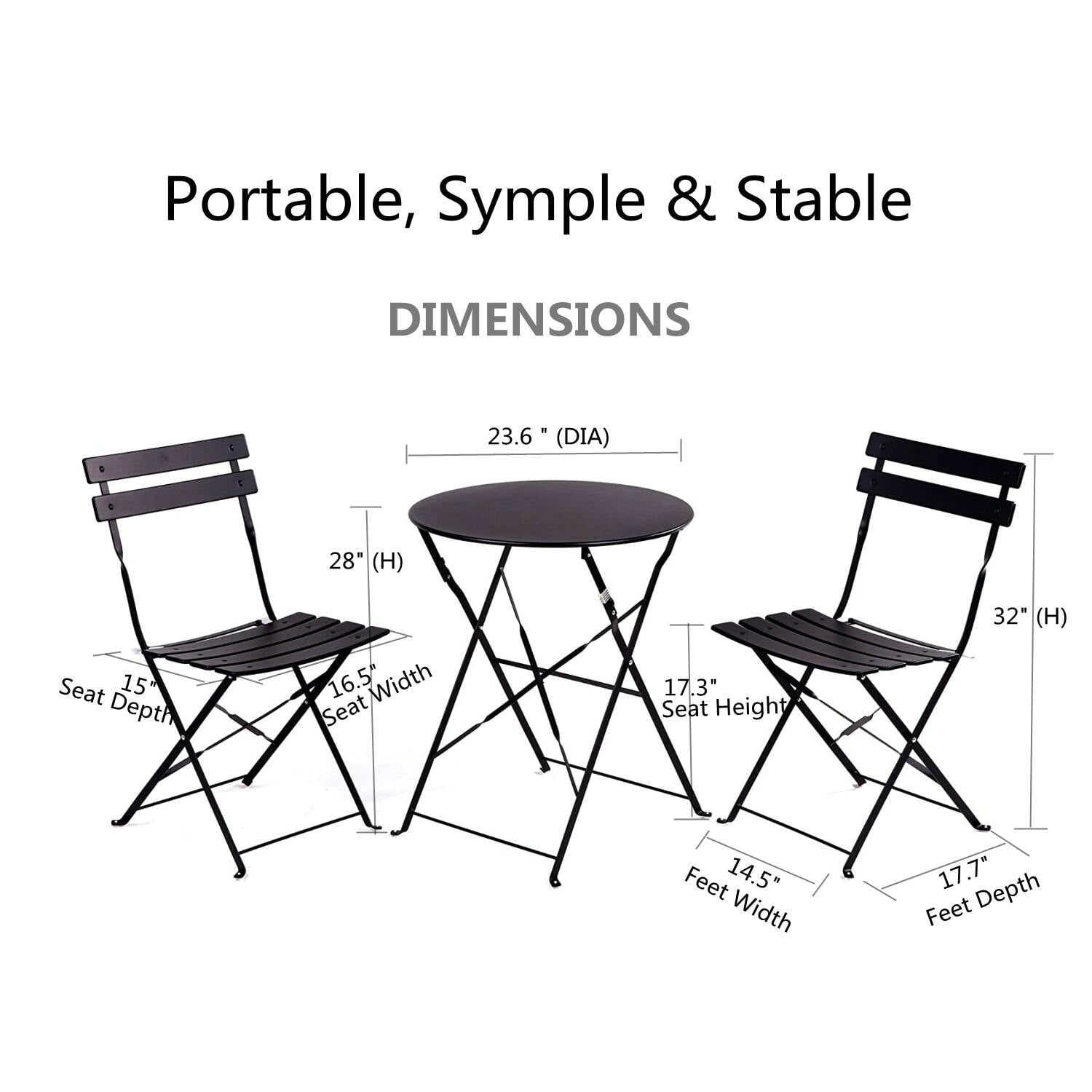 Round 2 Person - 23.6 Long Bistro Set