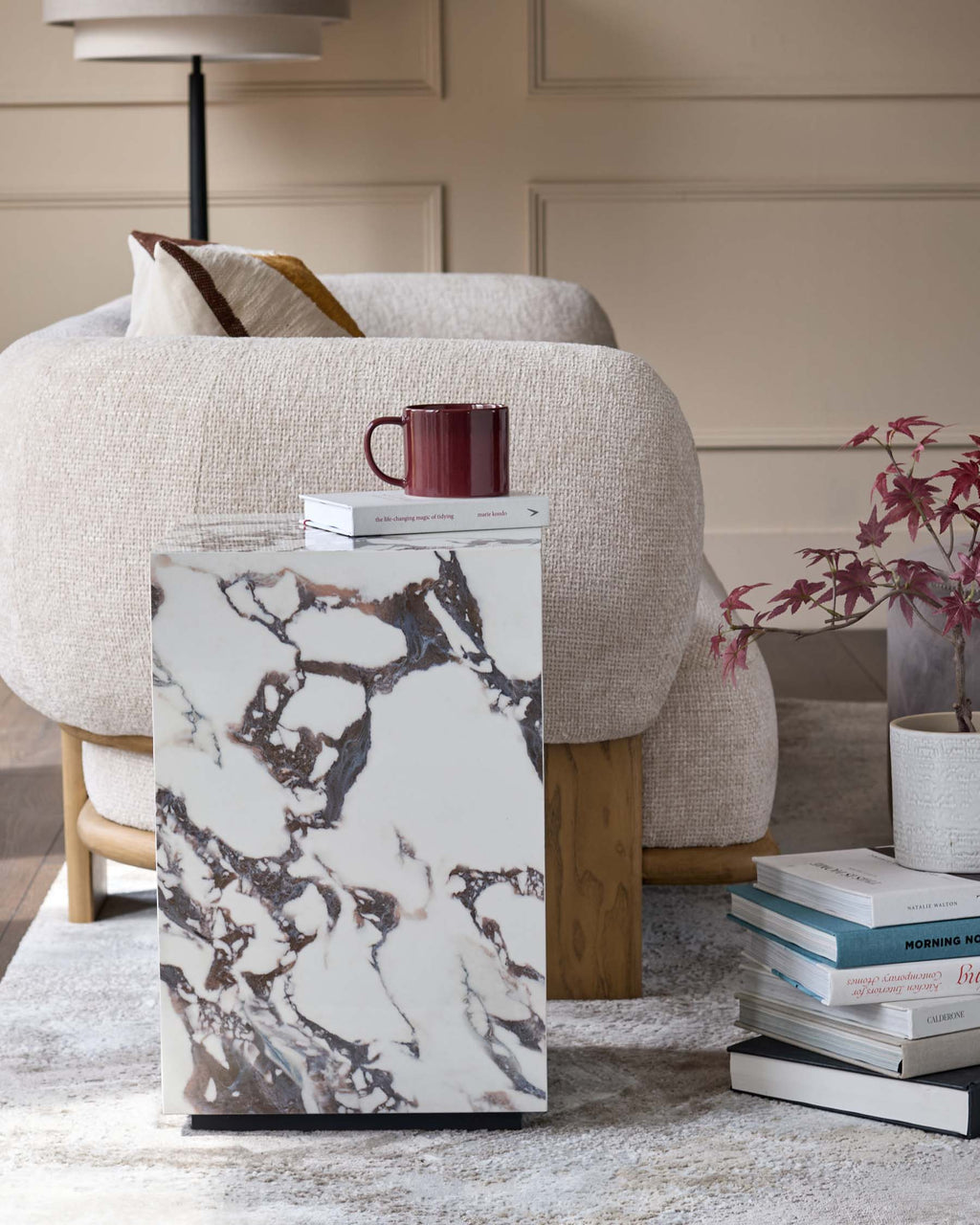 Russo white calacatta ceramic side table