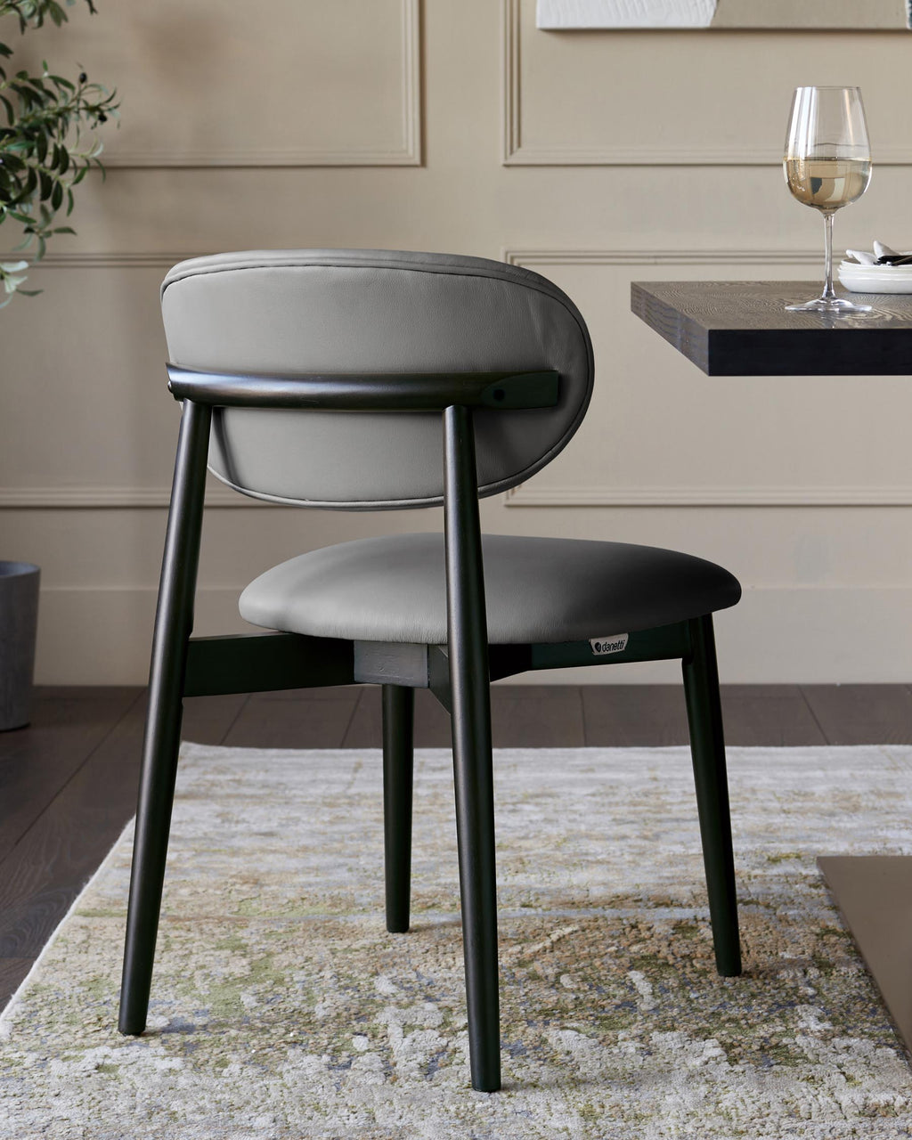 Ryann dark grey leather dining chair