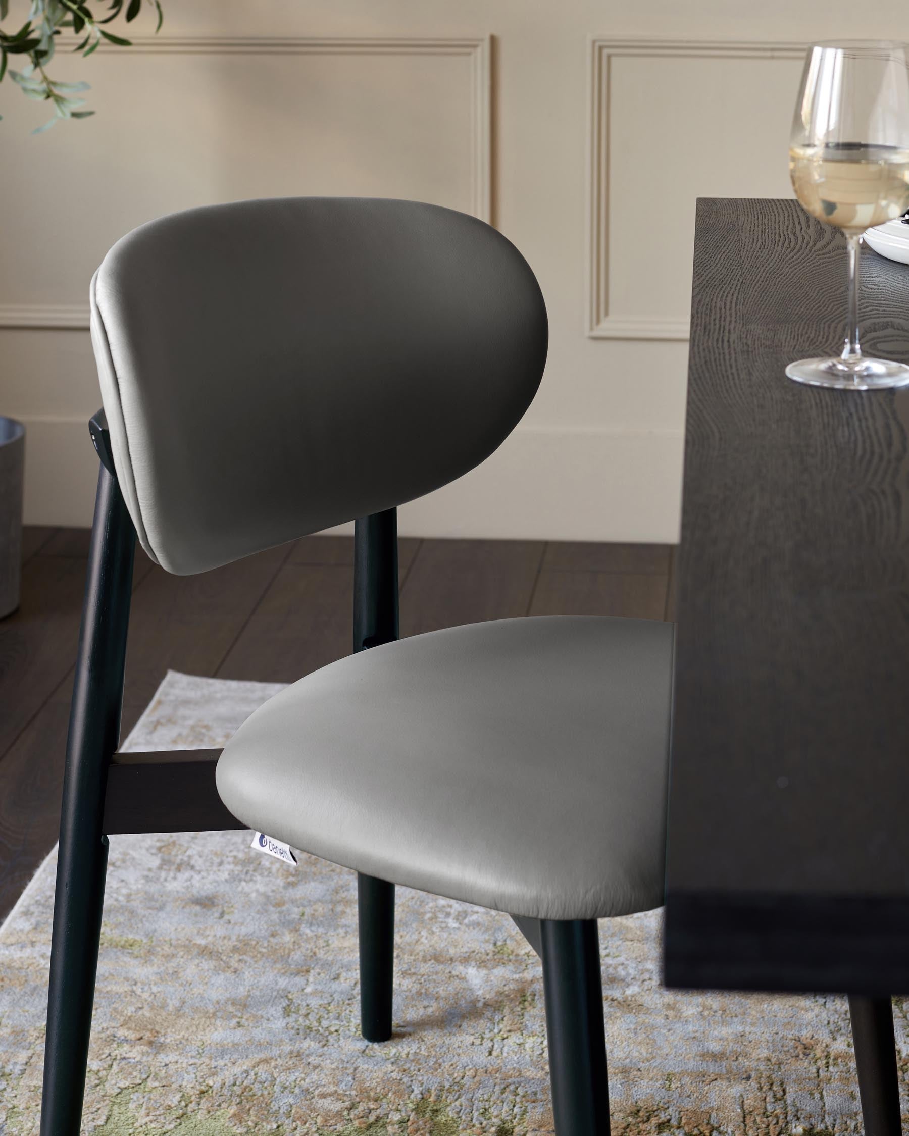 Ryann dark grey leather dining chair