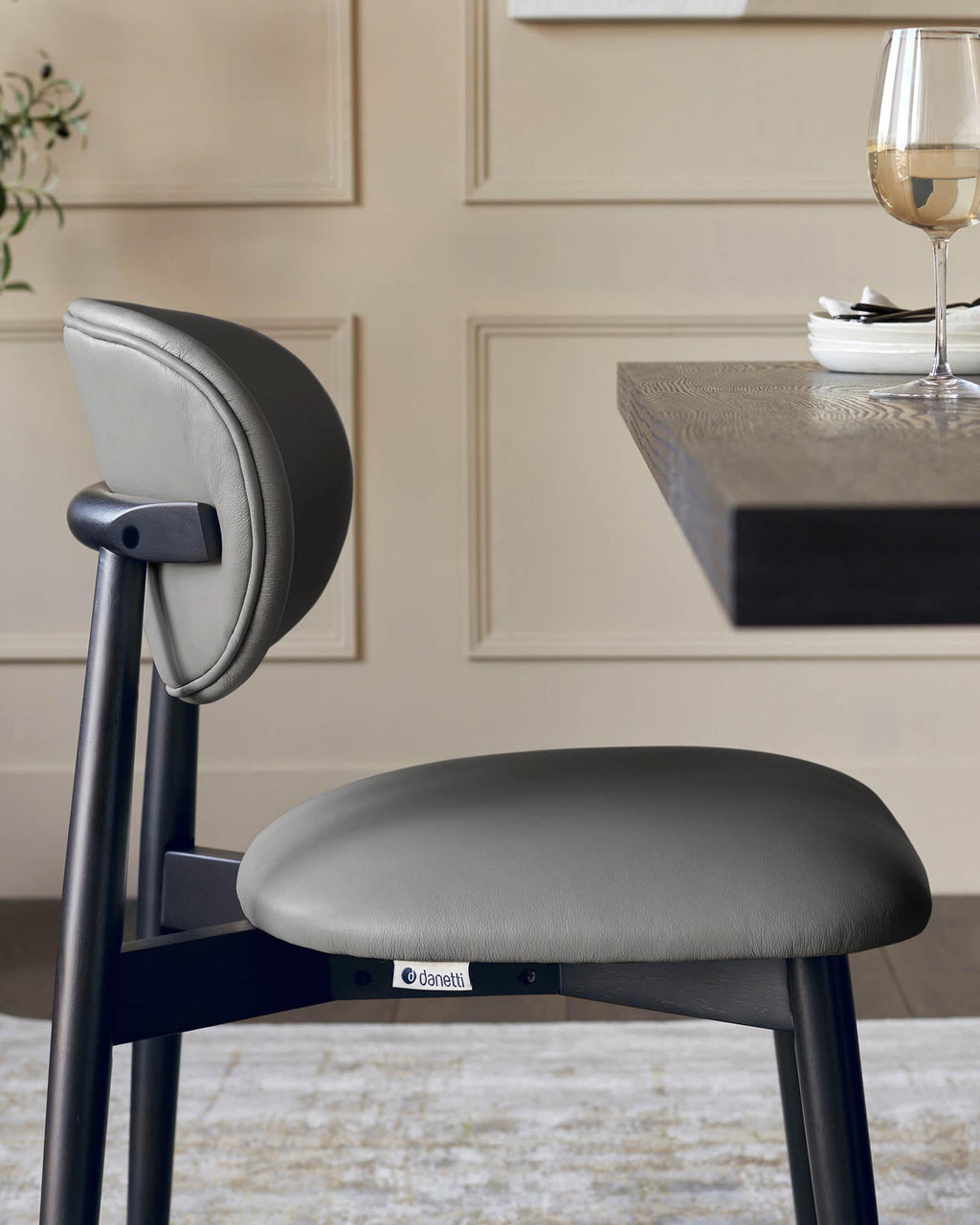 Ryann dark grey leather dining chair