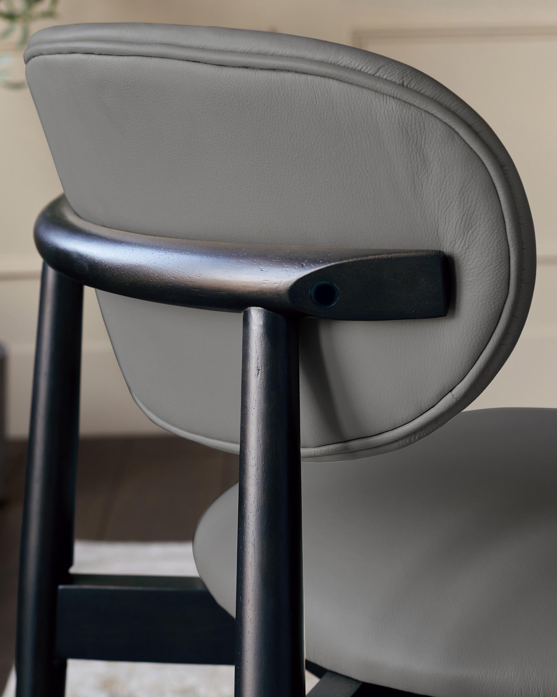 Ryann dark grey leather dining chair