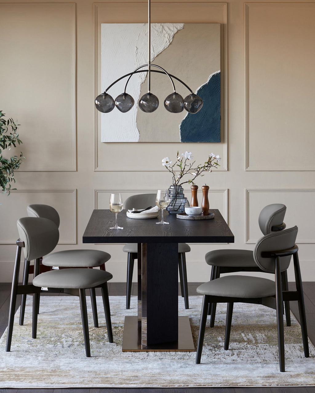 Ryann dark grey leather dining chair