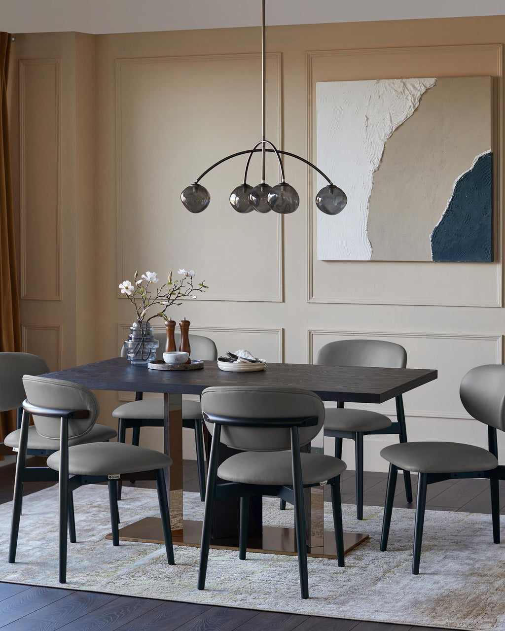 Ryann dark grey leather dining chair