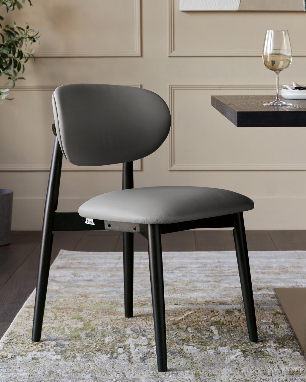 Ryann dark grey leather dining chair