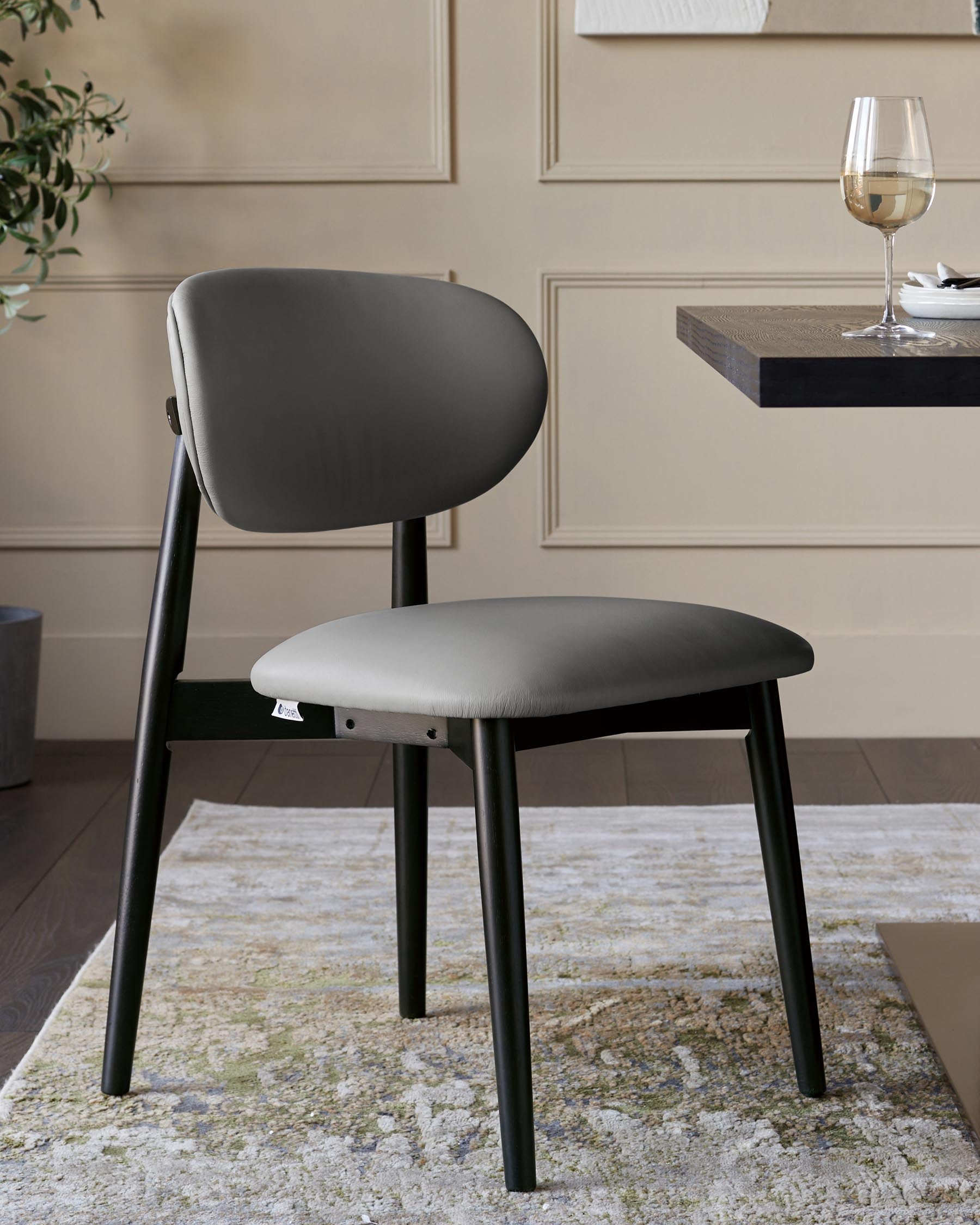 Ryann dark grey leather dining chair