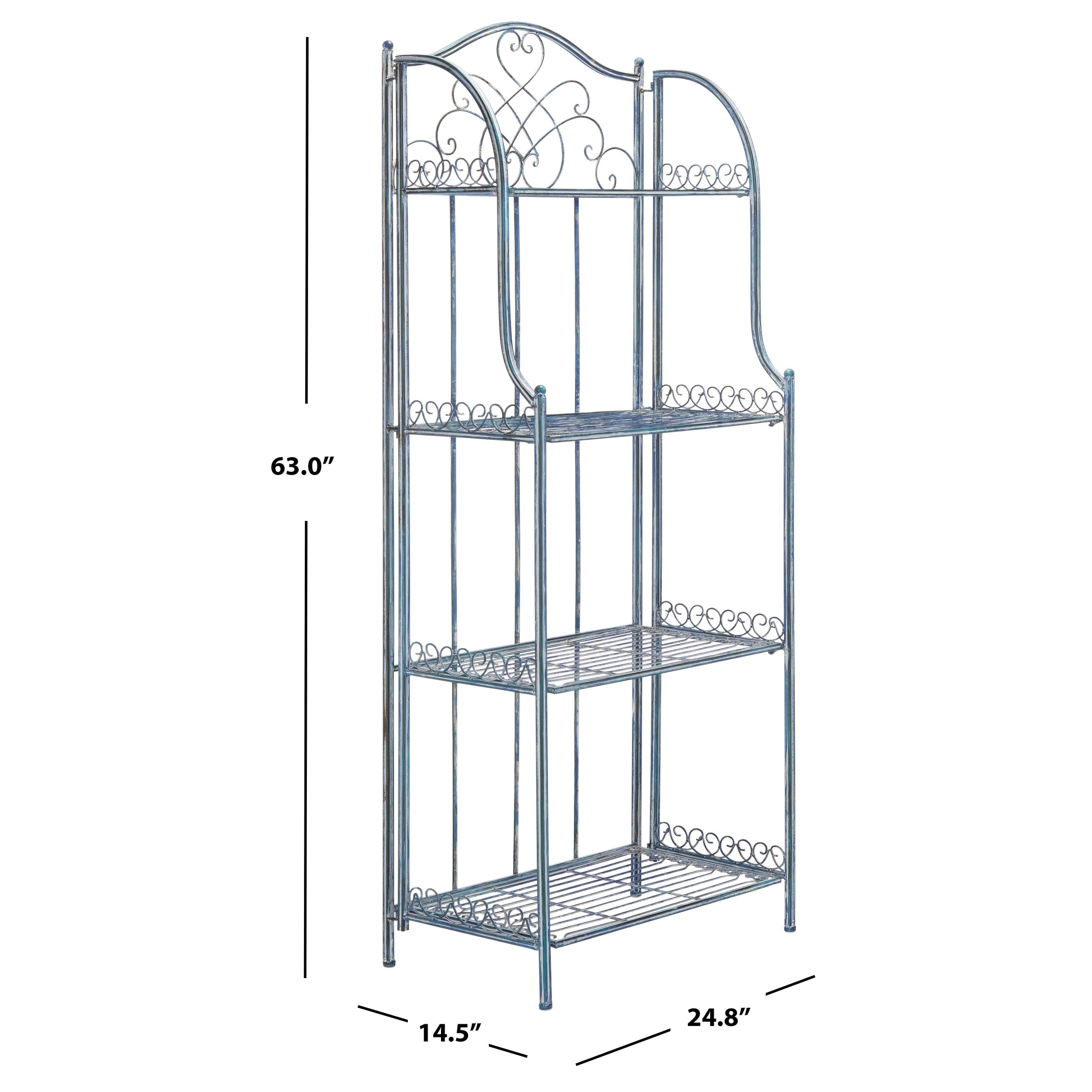 SAFAVIEH Bryn Victorian Wrought Iron 4-Tier Outdoor Bakers Rack - 25 In. W x 15 In. D x 63 In. H - 25W x 15D x 63H