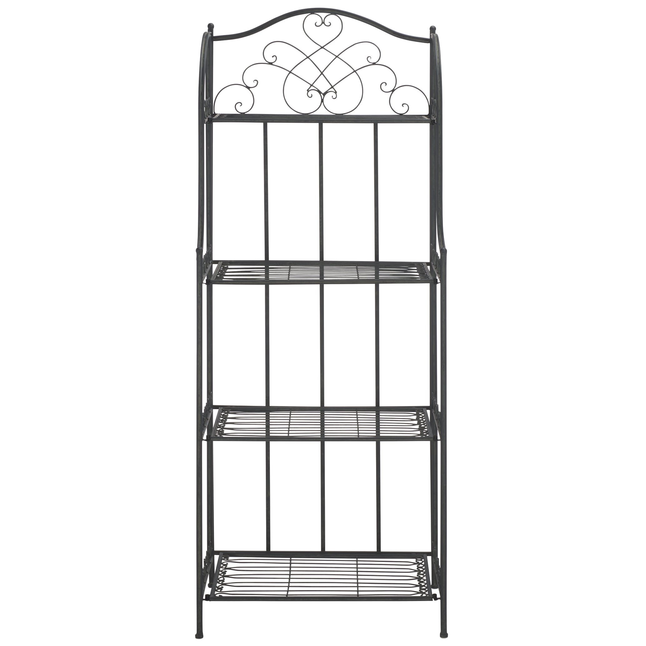 SAFAVIEH Bryn Victorian Wrought Iron 4-Tier Outdoor Bakers Rack - 25 In. W x 15 In. D x 63 In. H - 25W x 15D x 63H