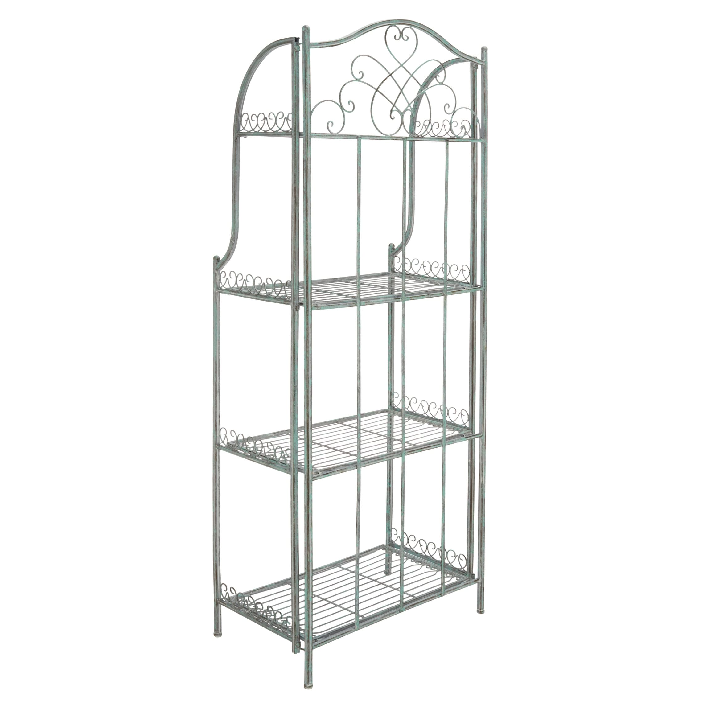 SAFAVIEH Bryn Victorian Wrought Iron 4-Tier Outdoor Bakers Rack - 25 In. W x 15 In. D x 63 In. H - 25W x 15D x 63H