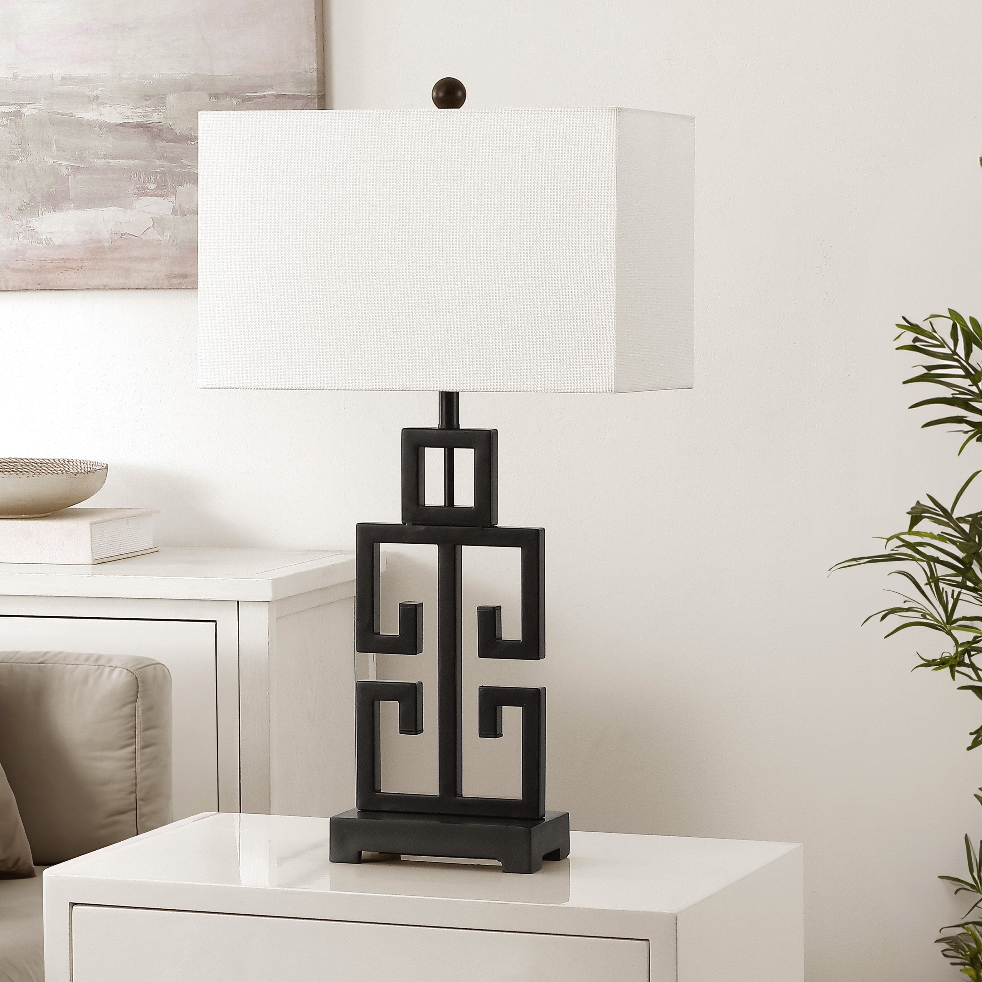 SAFAVIEH Lighting Chantelle Greek Antiqued Gold 29-inch Table Lamp (Set of 2) - 16W x 9D x 29H