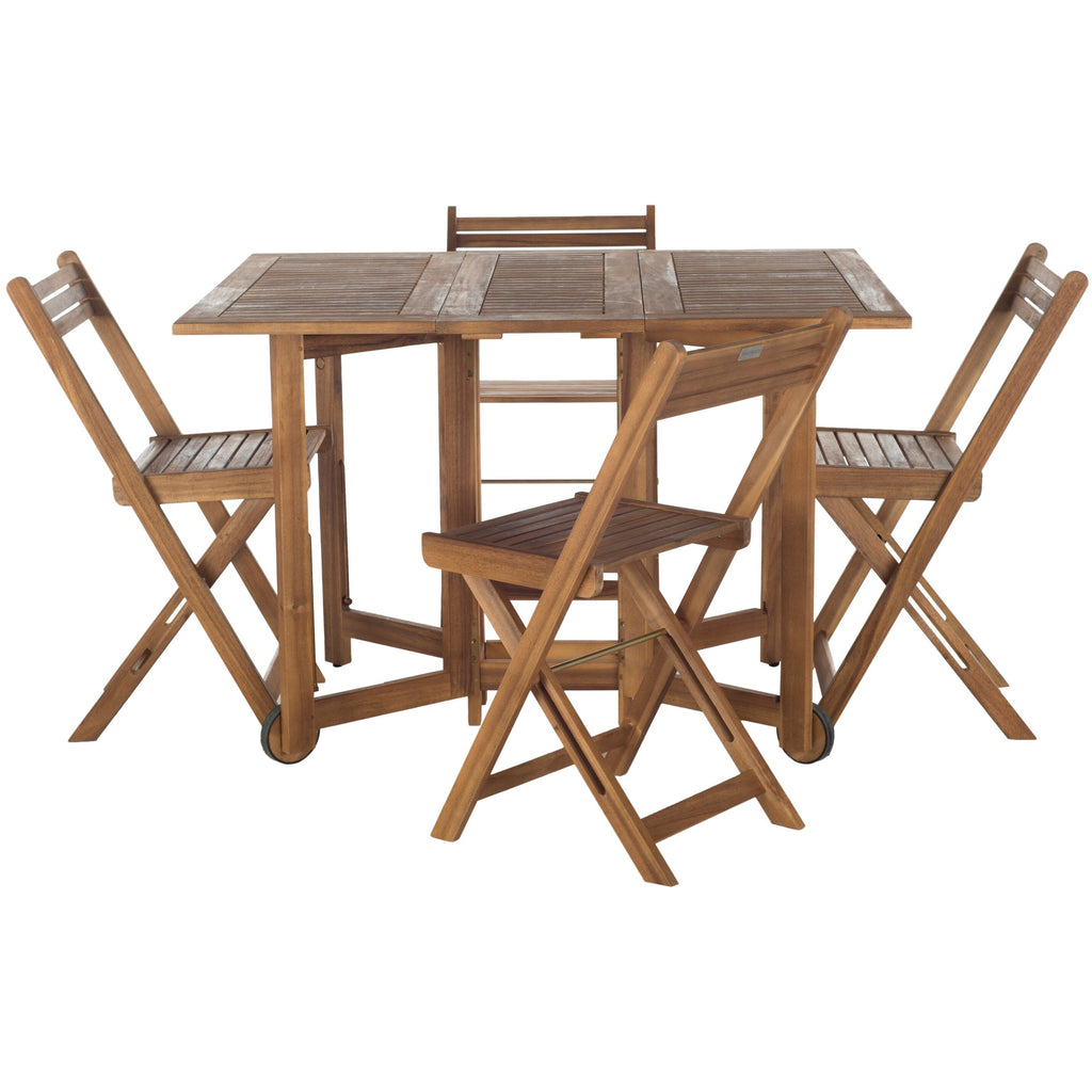 SAFAVIEH Outdoor Brandy 5-Piece Outdoor Dining Table Set - 43Wx35Dx29H