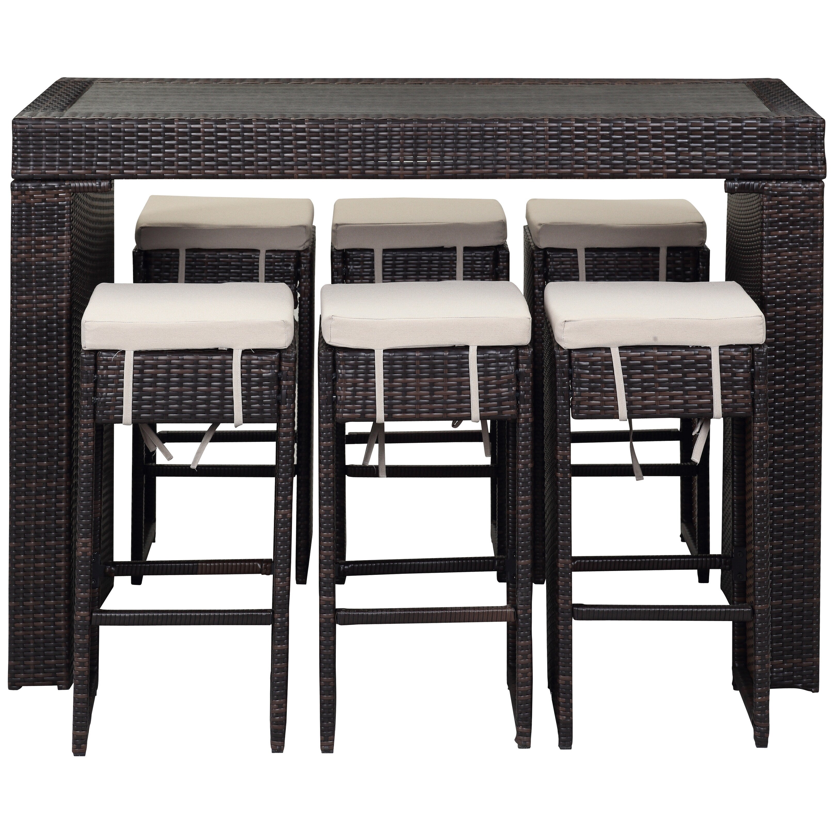 SAFAVIEH Outdoor Euda Bar Set (7-Piece) - 29Wx59Dx42H