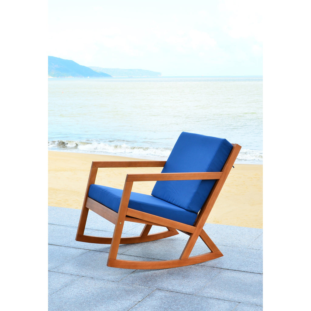 SAFAVIEH Outdoor Makaila Rocking Chair with Cushion - 26W x 31D x 38H