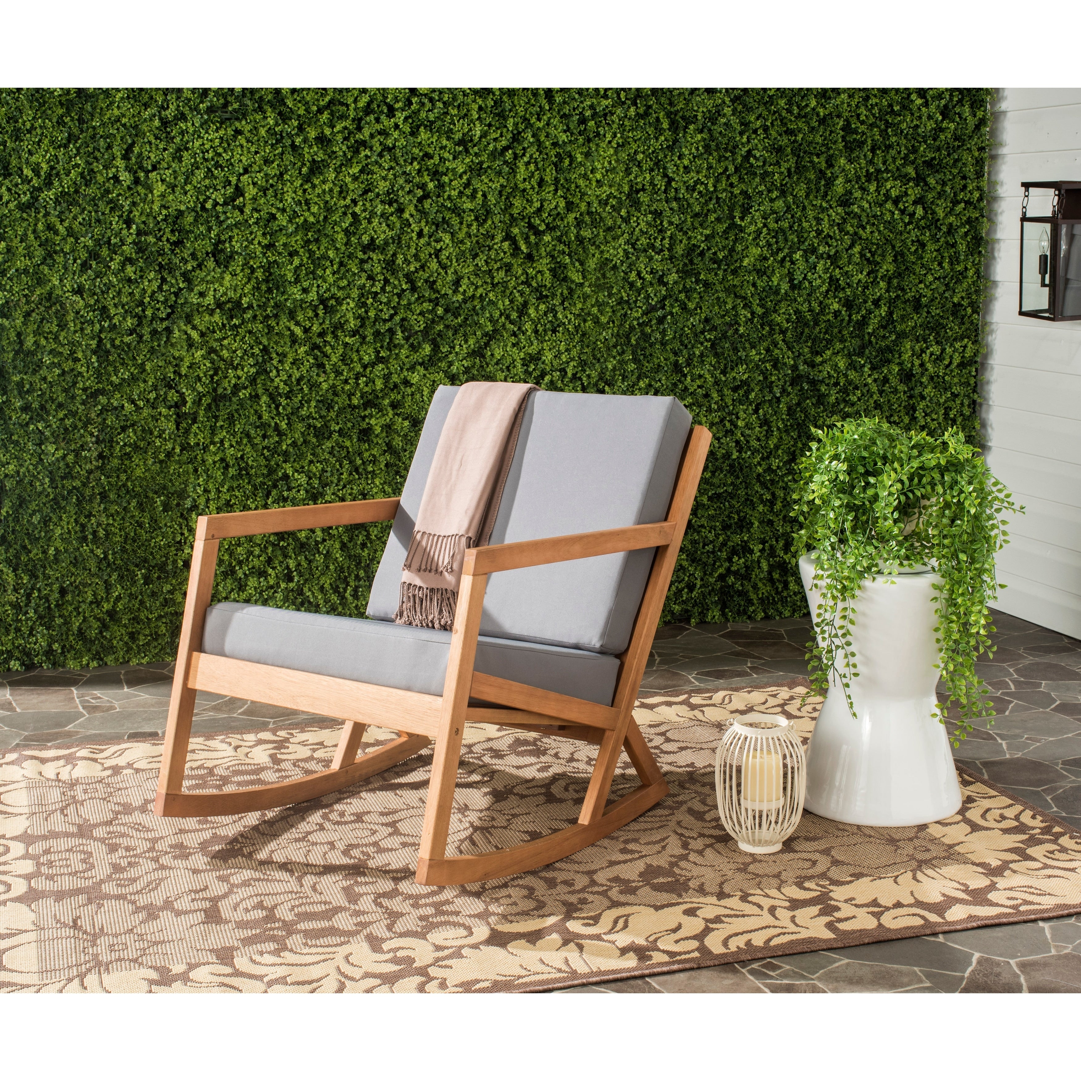 SAFAVIEH Outdoor Makaila Rocking Chair with Cushion - 26W x 31D x 38H