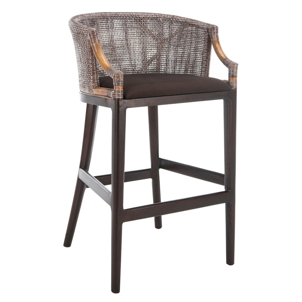 SAFAVIEH Virona Rattan 30-inch Bar Stool - 22.3 W x 20.5 L x 39 H - 22Wx21Dx39H