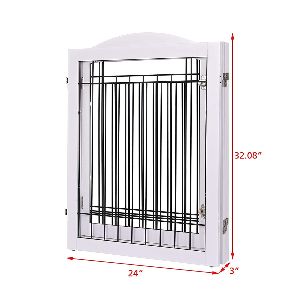 SPIRICH 96 inch Extra Wide 30 inches Tall Dog gate with Door Walk Through, Freestanding Wire Pet Gate,Pet Puppy Safety Fence