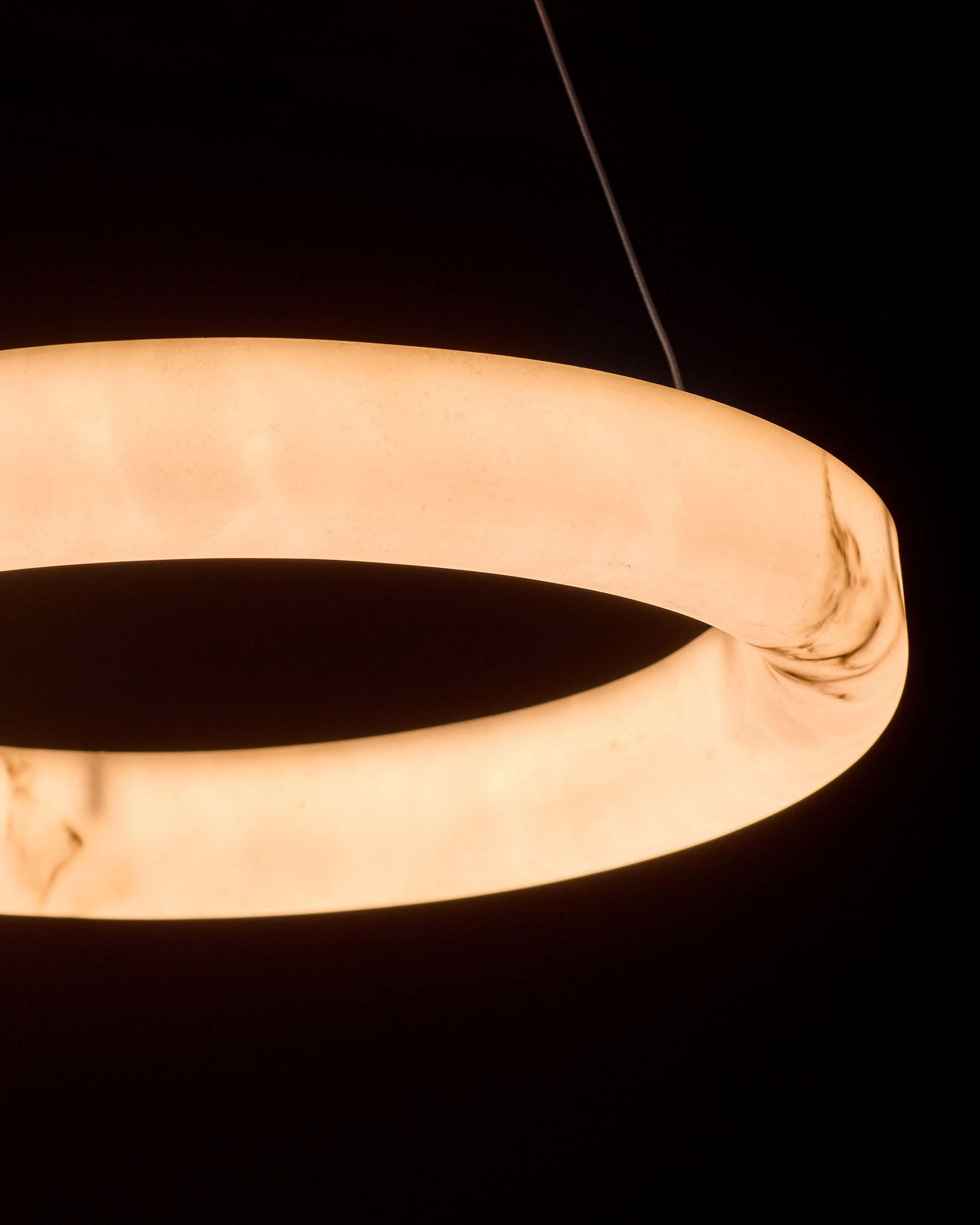 Sadie natural alabaster look stone small round pendant light