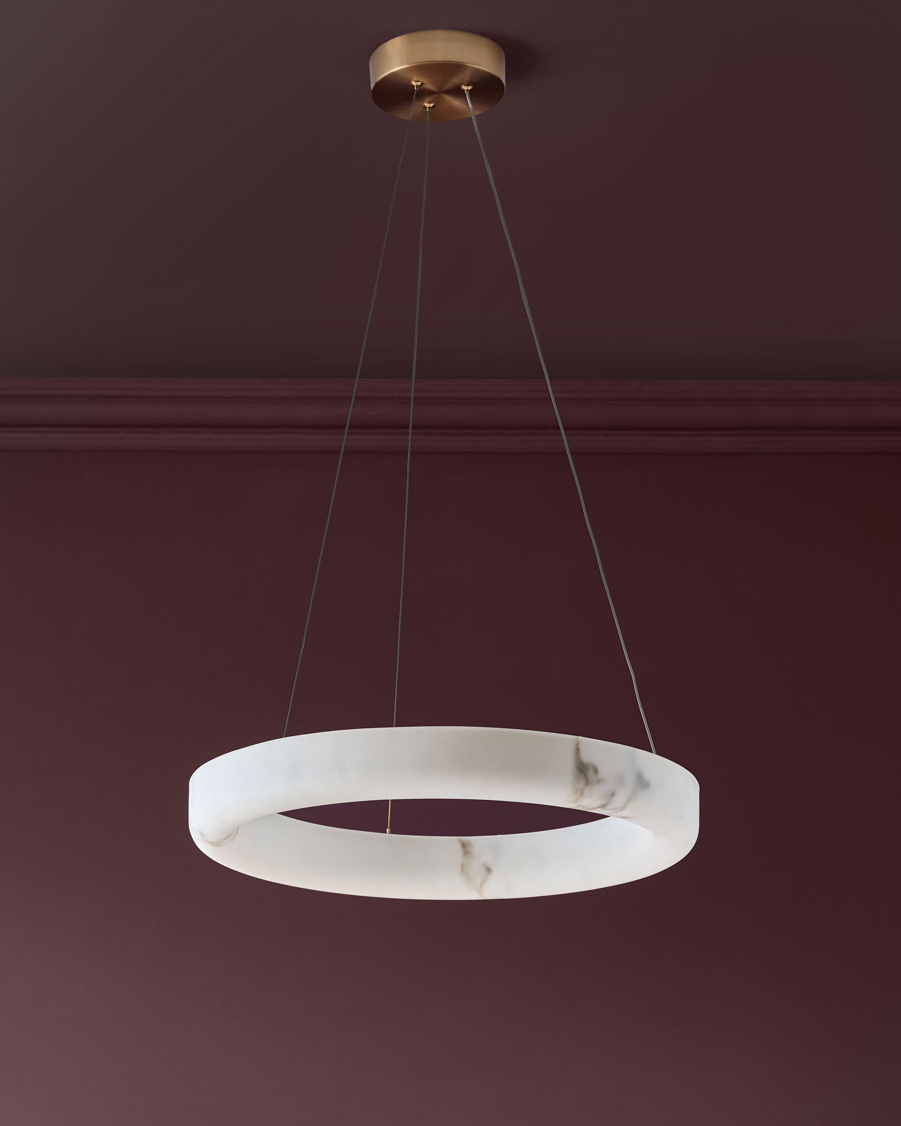 Sadie natural alabaster look stone small round pendant light