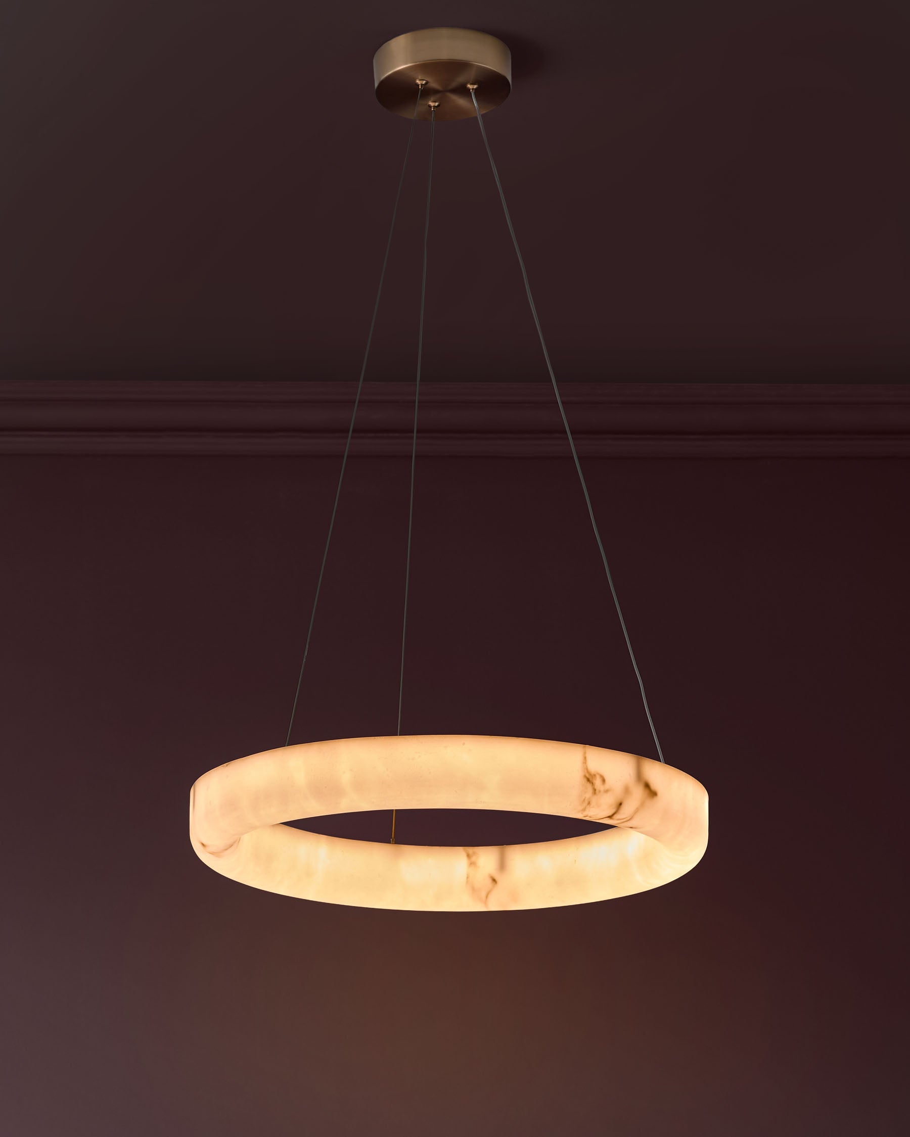 Sadie natural alabaster look stone small round pendant light