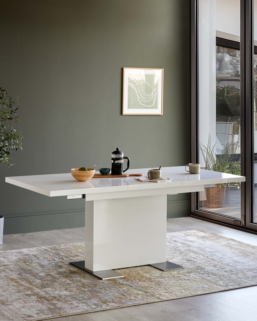 Sanza white gloss extending 6 to 10 seater dining table