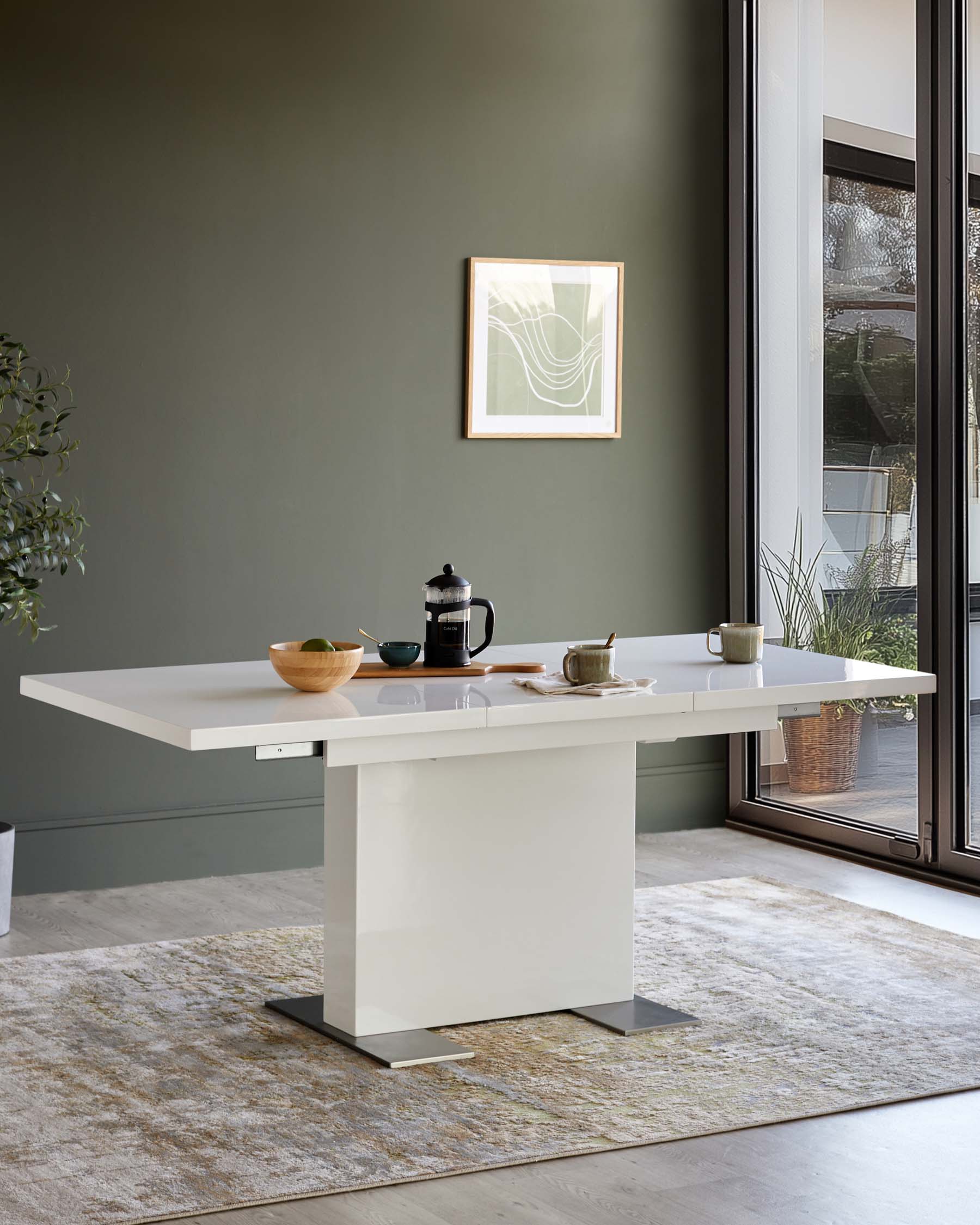 Sanza white gloss extending 6 to 10 seater dining table