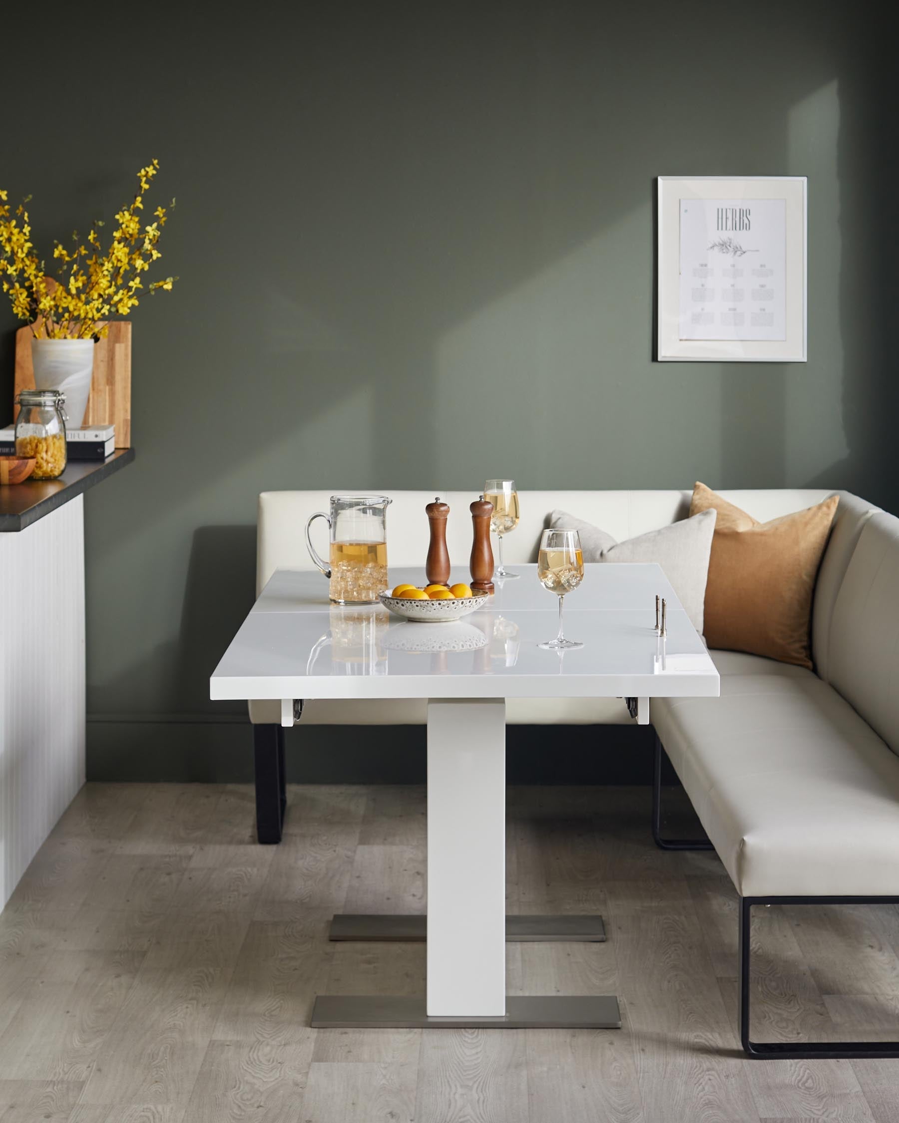 Sanza white gloss extending 6 to 10 seater dining table